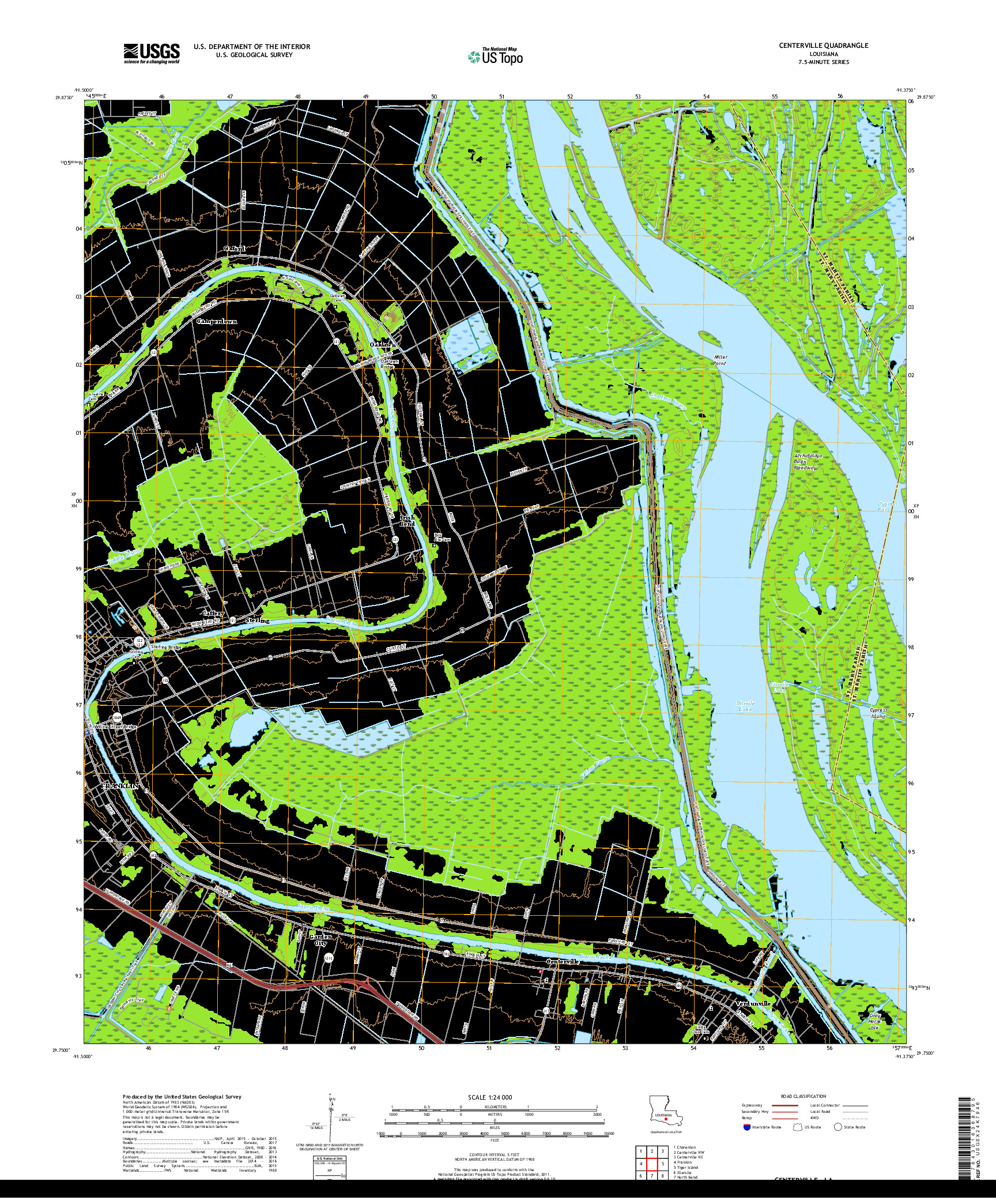 USGS US TOPO 7.5-MINUTE MAP FOR CENTERVILLE, LA 2018