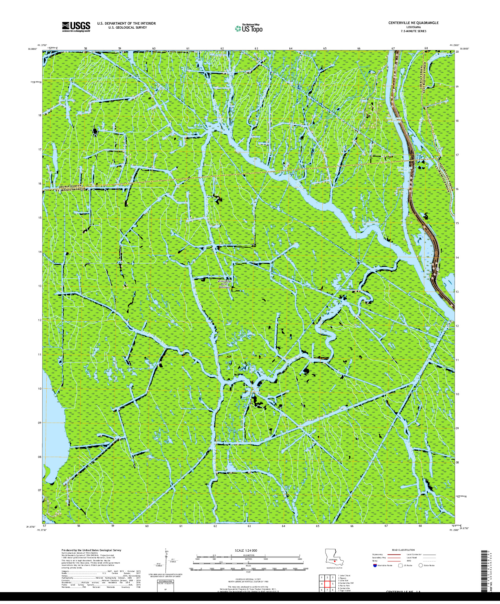 USGS US TOPO 7.5-MINUTE MAP FOR CENTERVILLE NE, LA 2018