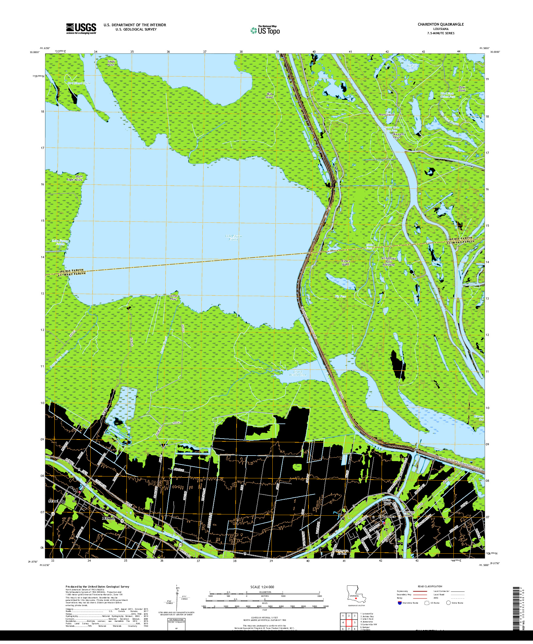 USGS US TOPO 7.5-MINUTE MAP FOR CHARENTON, LA 2018