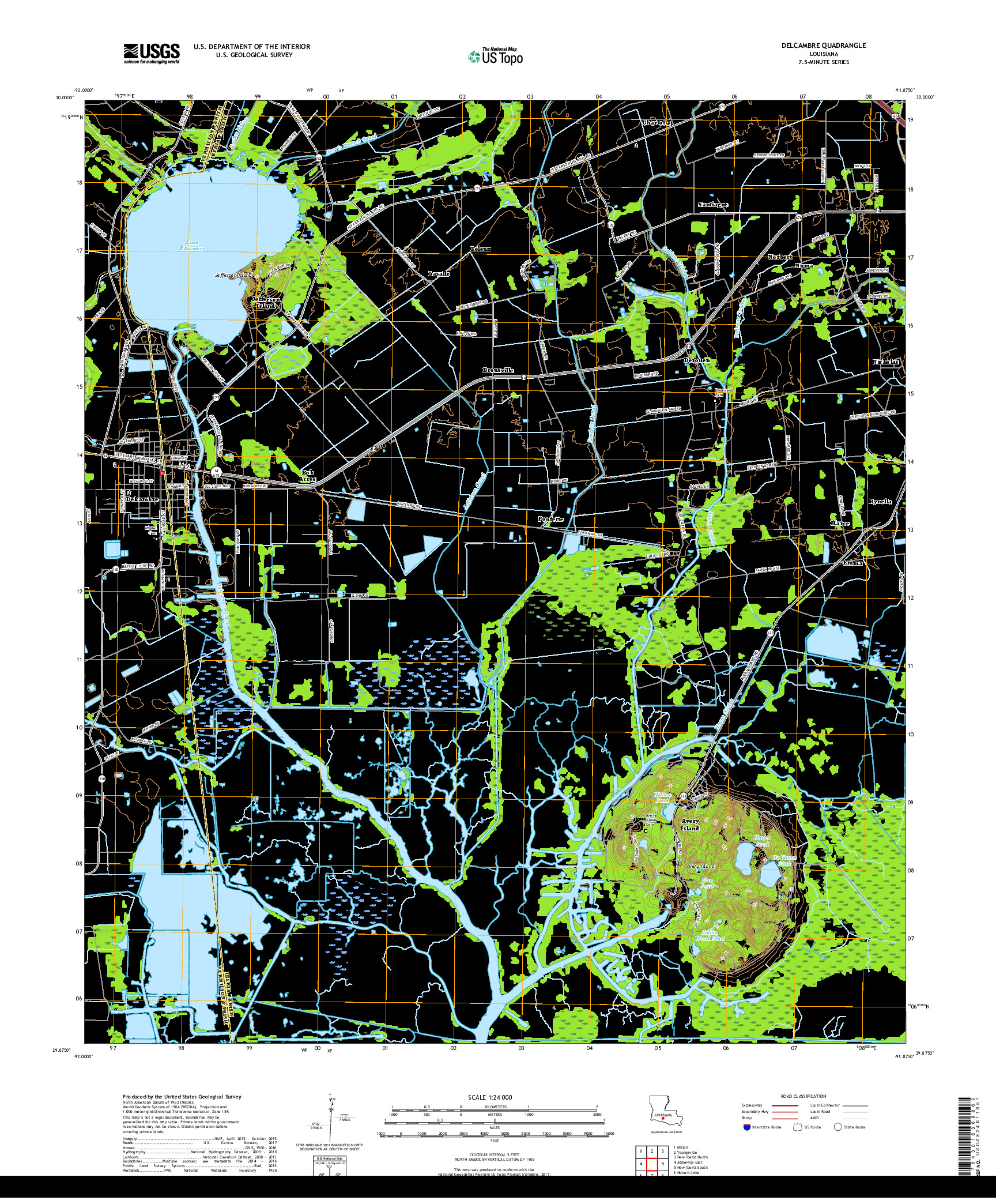 USGS US TOPO 7.5-MINUTE MAP FOR DELCAMBRE, LA 2018