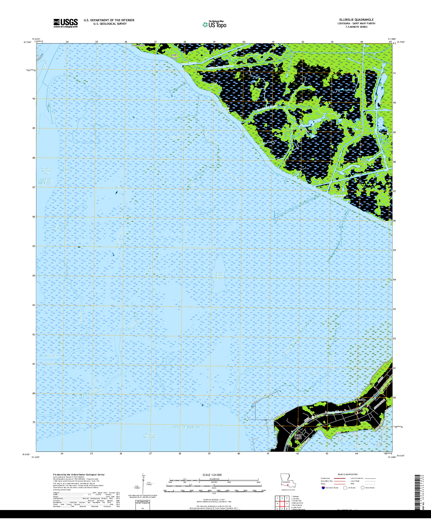 USGS US TOPO 7.5-MINUTE MAP FOR ELLERSLIE, LA 2018