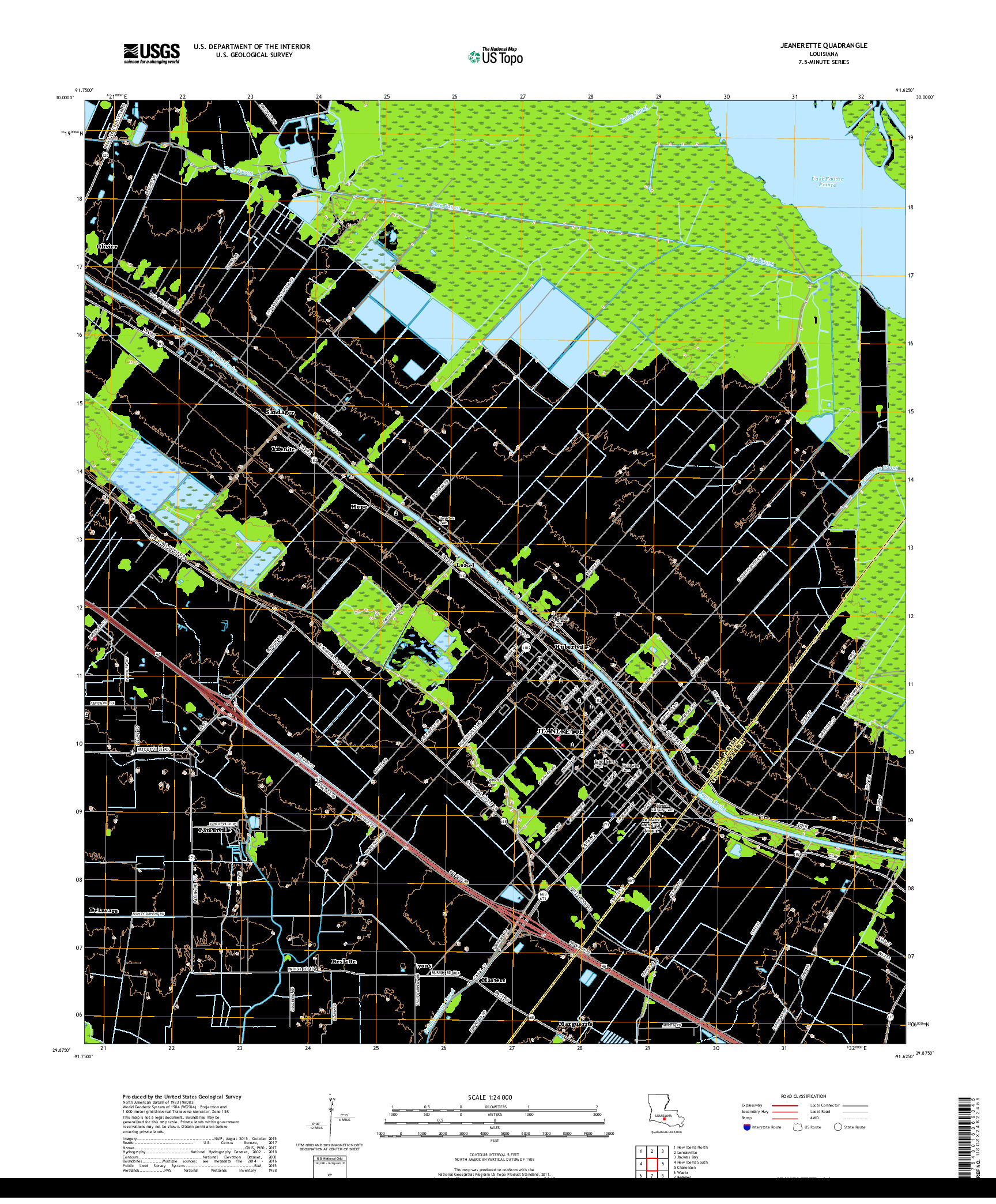 USGS US TOPO 7.5-MINUTE MAP FOR JEANERETTE, LA 2018