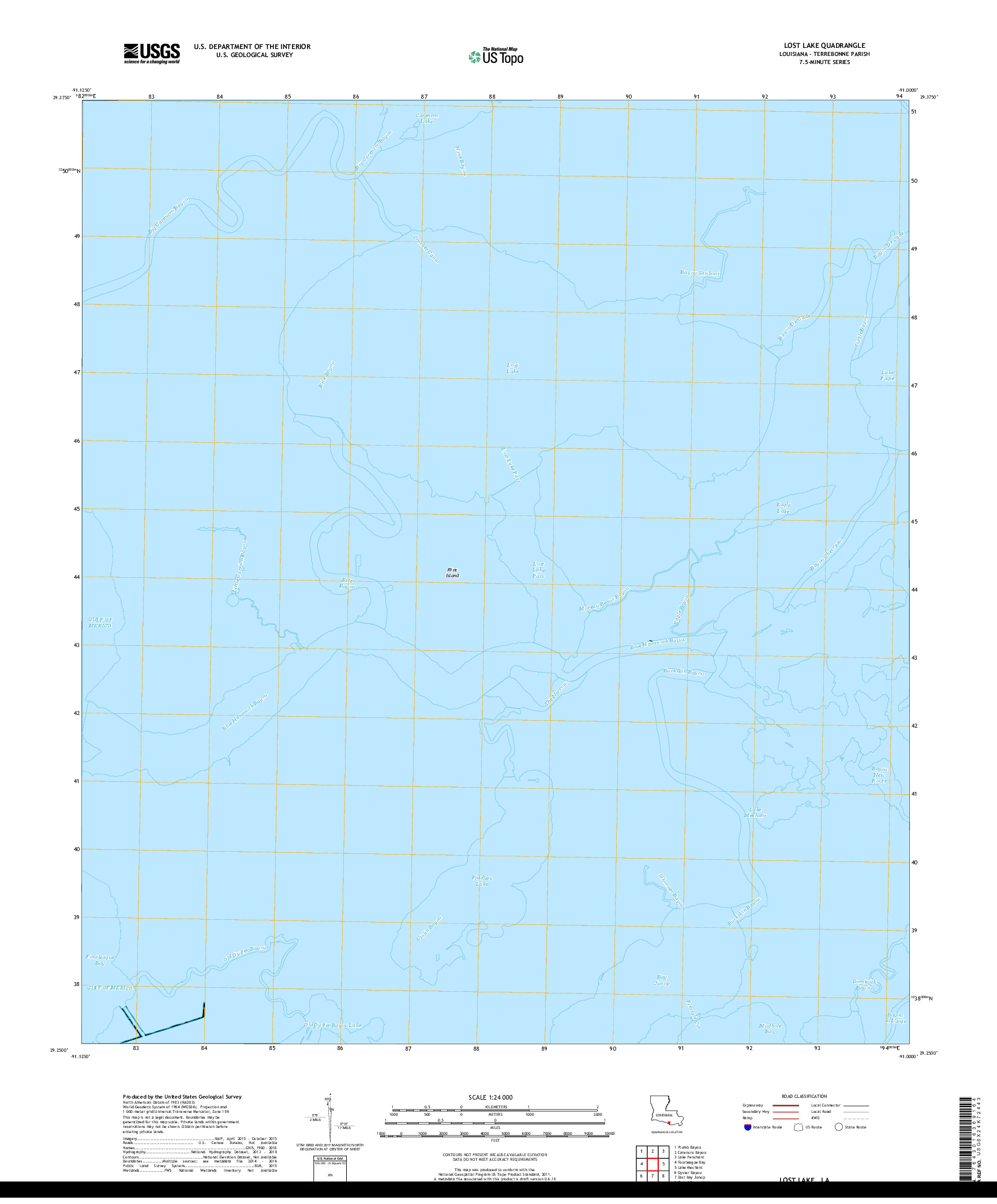 USGS US TOPO 7.5-MINUTE MAP FOR LOST LAKE, LA 2018