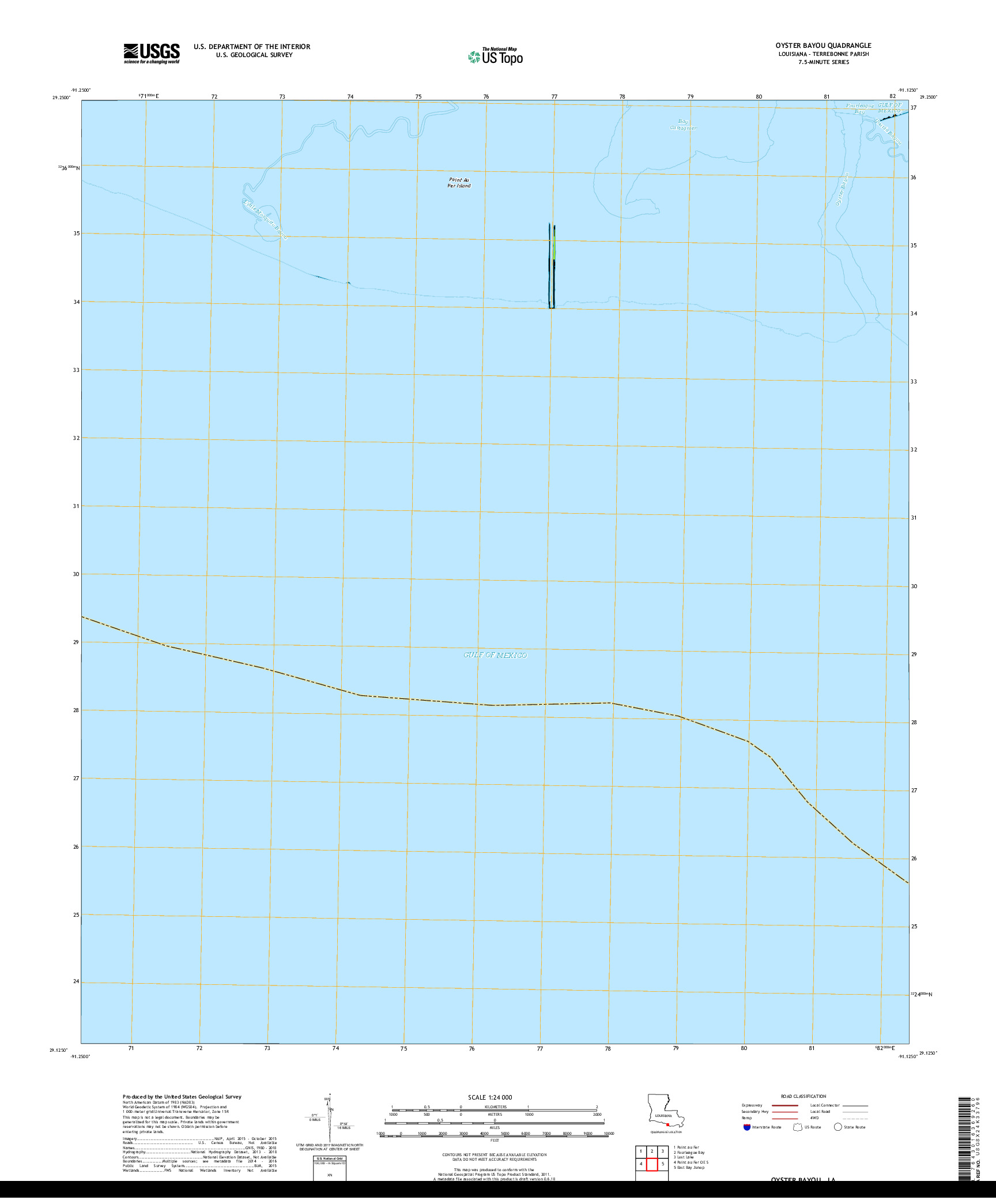 USGS US TOPO 7.5-MINUTE MAP FOR OYSTER BAYOU, LA 2018