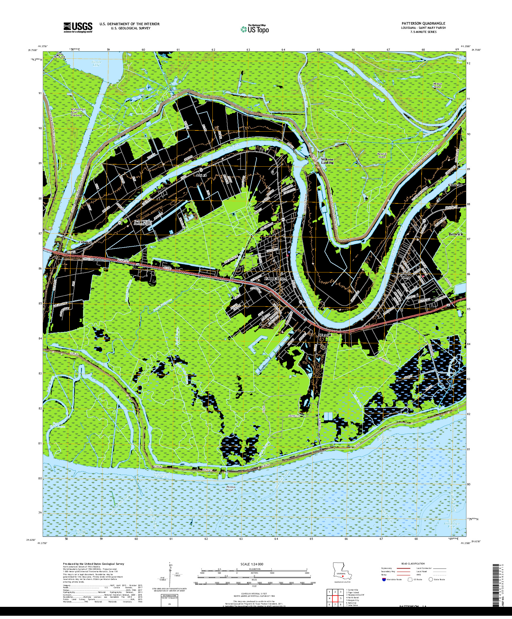 USGS US TOPO 7.5-MINUTE MAP FOR PATTERSON, LA 2018