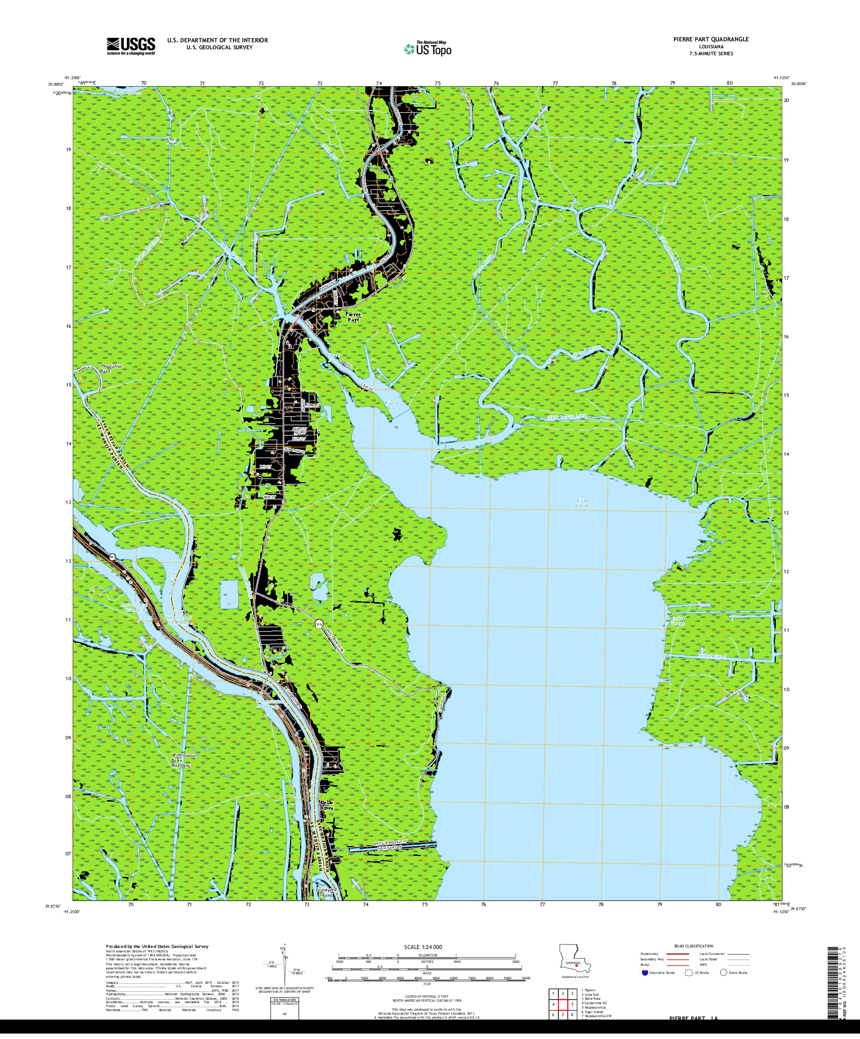 USGS US TOPO 7.5-MINUTE MAP FOR PIERRE PART, LA 2018