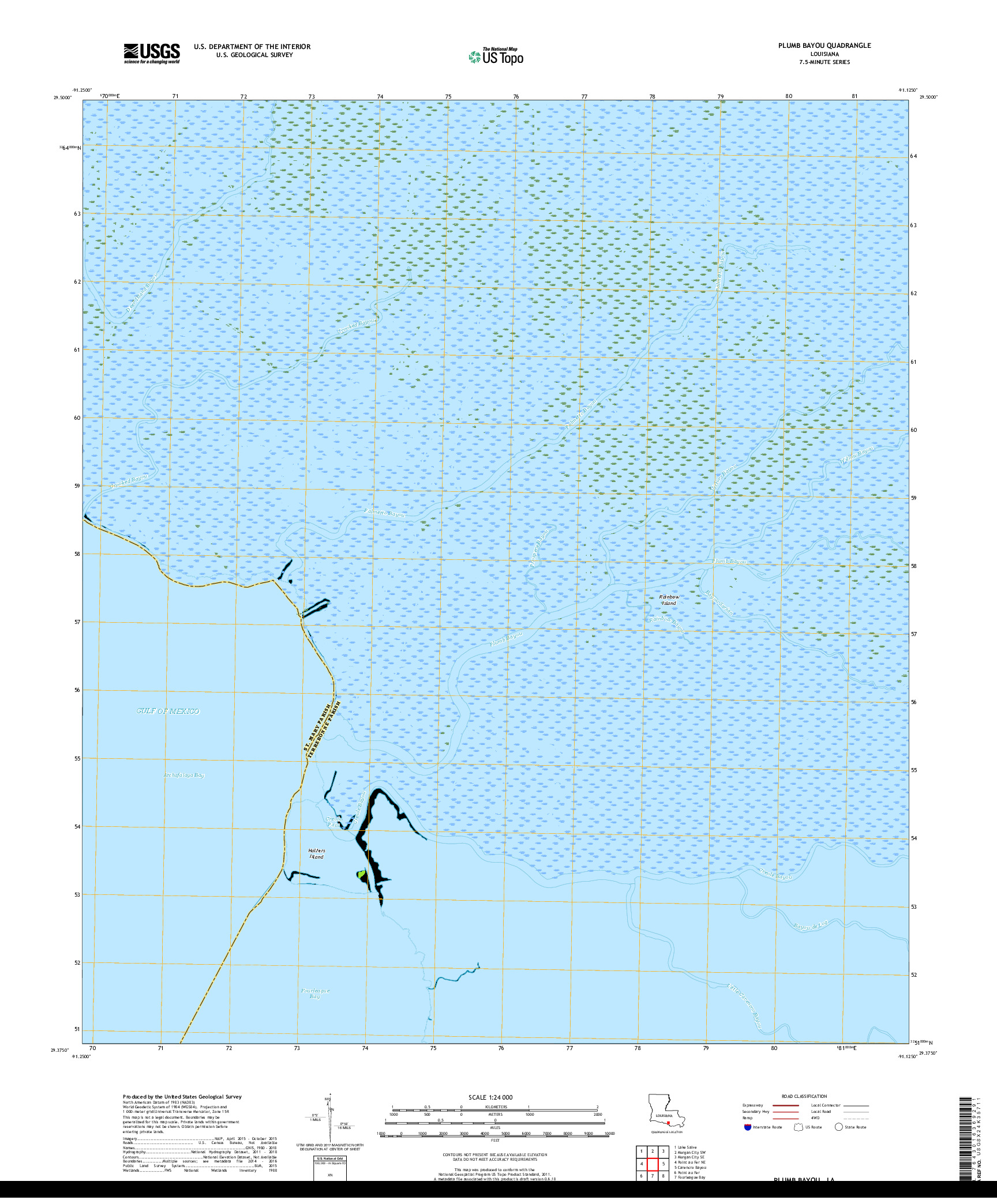 USGS US TOPO 7.5-MINUTE MAP FOR PLUMB BAYOU, LA 2018