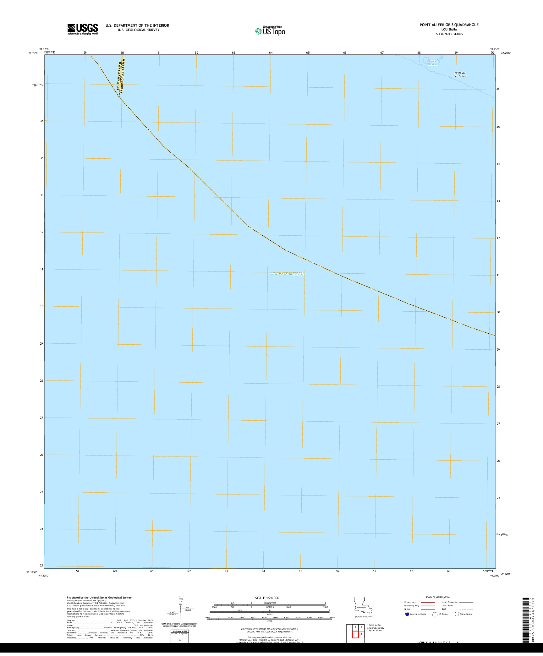 USGS US TOPO 7.5-MINUTE MAP FOR POINT AU FER OE S, LA 2018