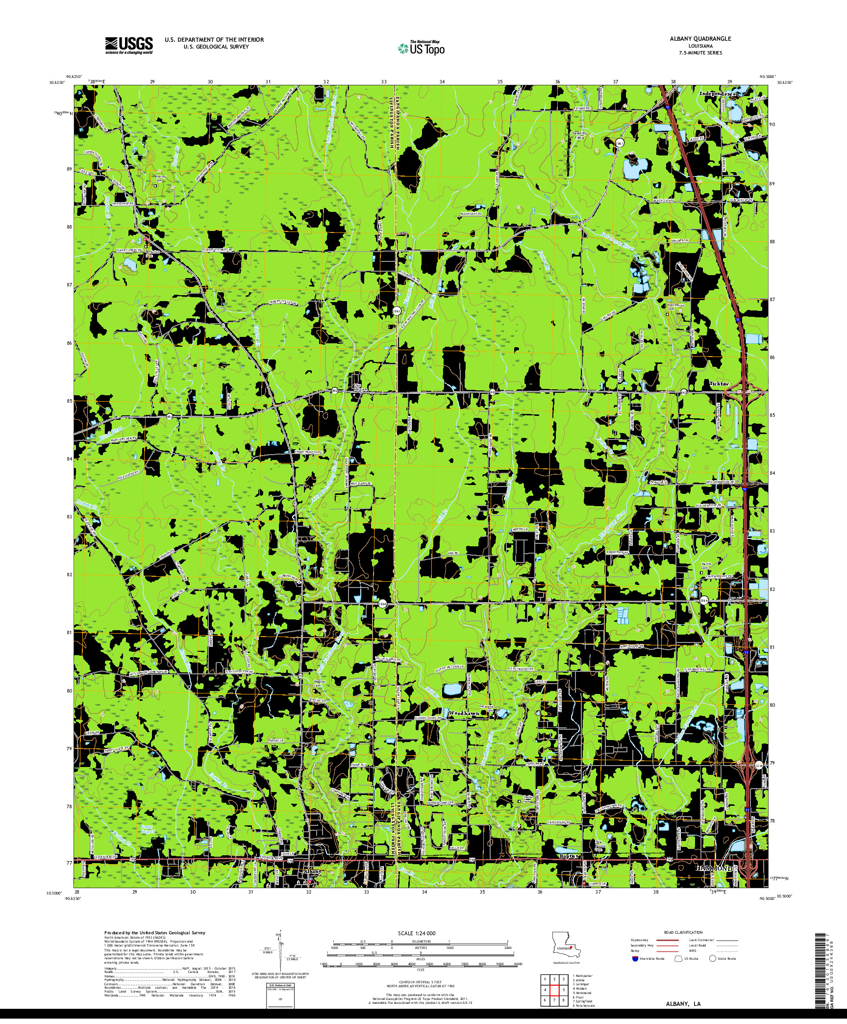 USGS US TOPO 7.5-MINUTE MAP FOR ALBANY, LA 2018