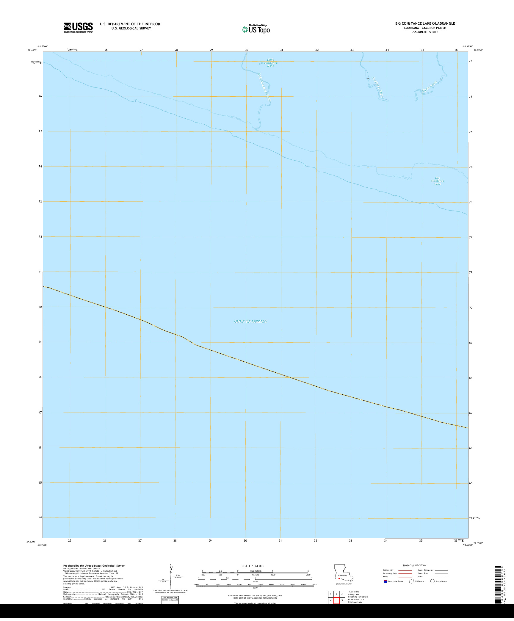 USGS US TOPO 7.5-MINUTE MAP FOR BIG CONSTANCE LAKE, LA 2018