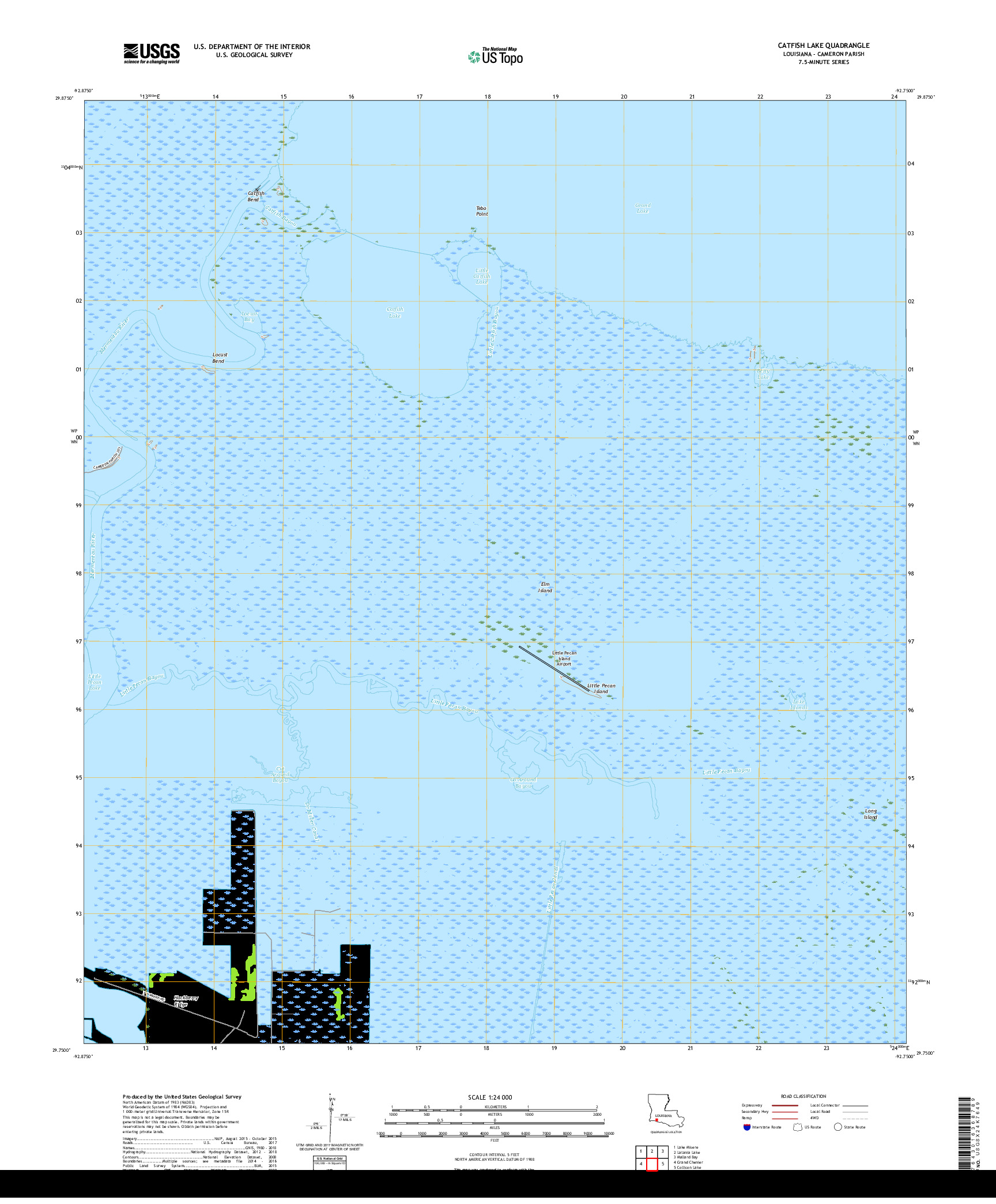 USGS US TOPO 7.5-MINUTE MAP FOR CATFISH LAKE, LA 2018