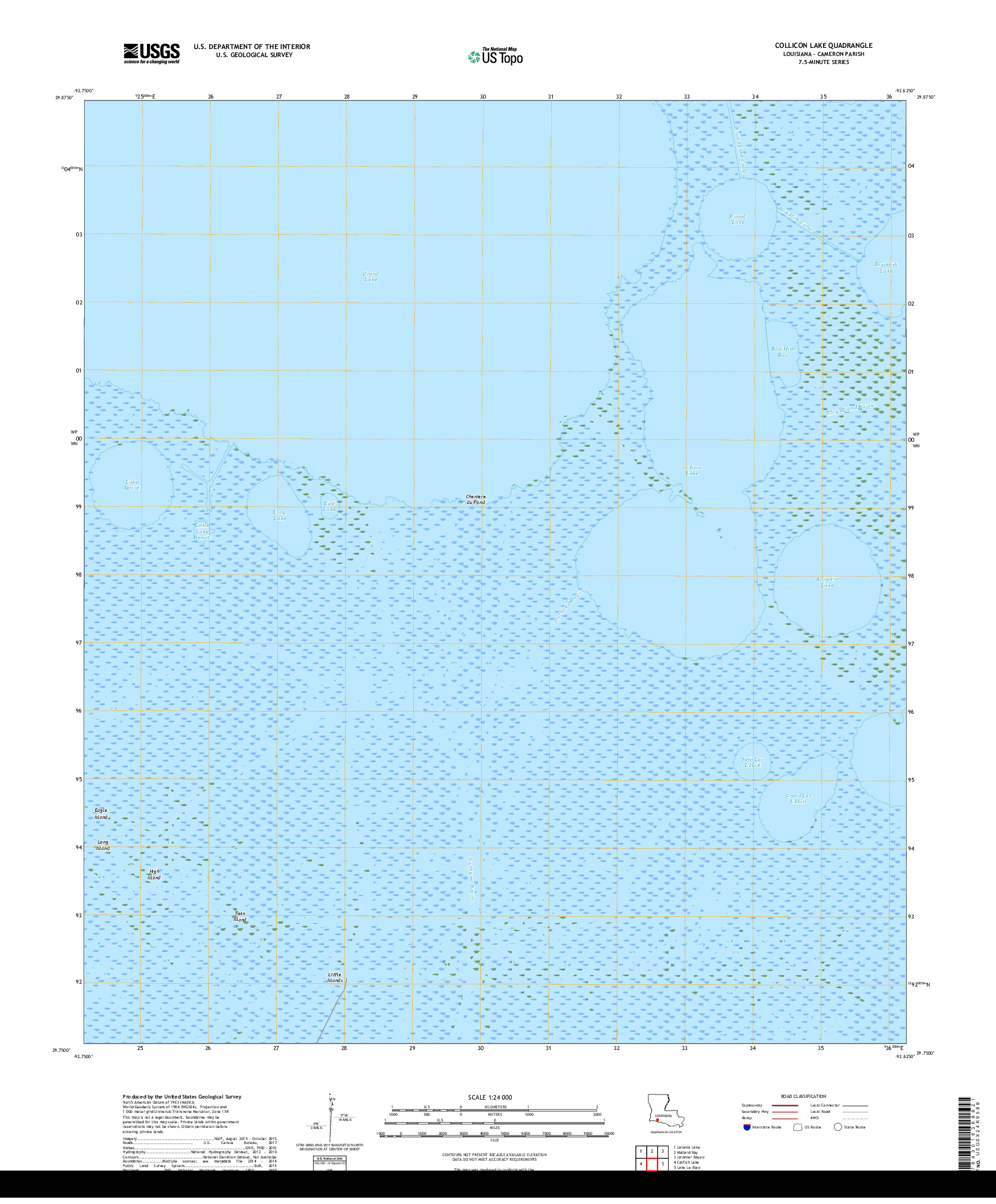 USGS US TOPO 7.5-MINUTE MAP FOR COLLICON LAKE, LA 2018