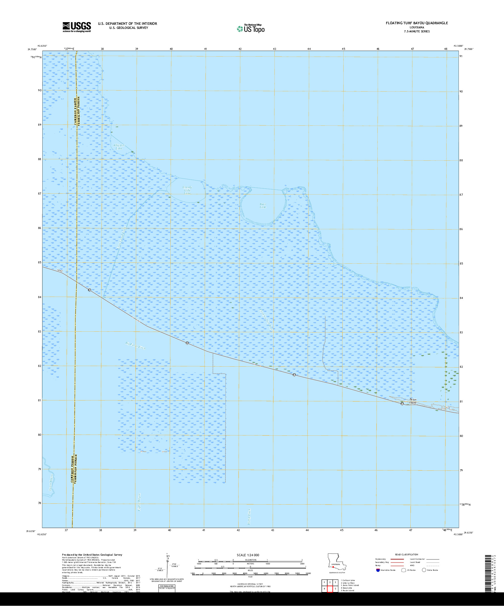 USGS US TOPO 7.5-MINUTE MAP FOR FLOATING TURF BAYOU, LA 2018