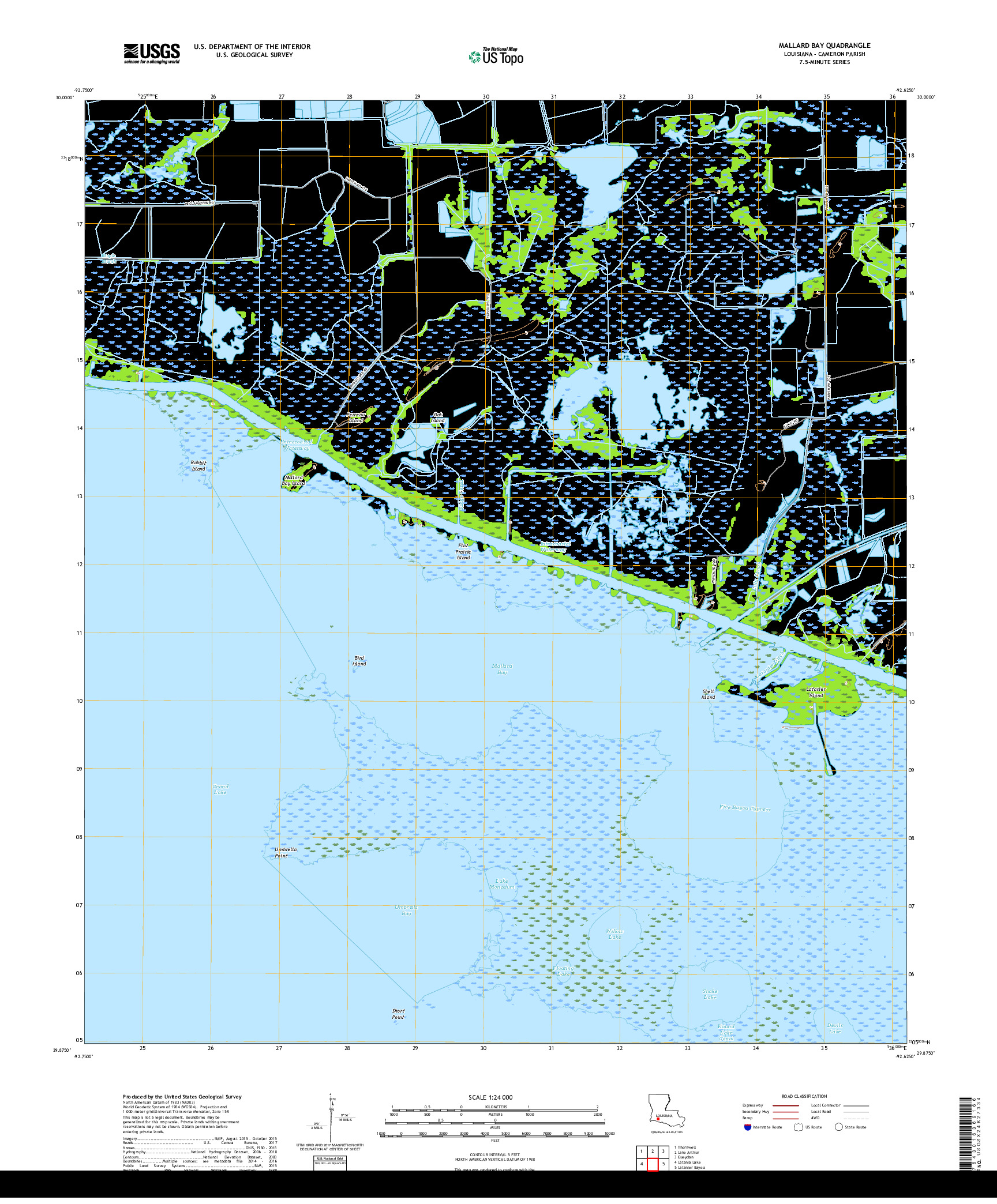 USGS US TOPO 7.5-MINUTE MAP FOR MALLARD BAY, LA 2018