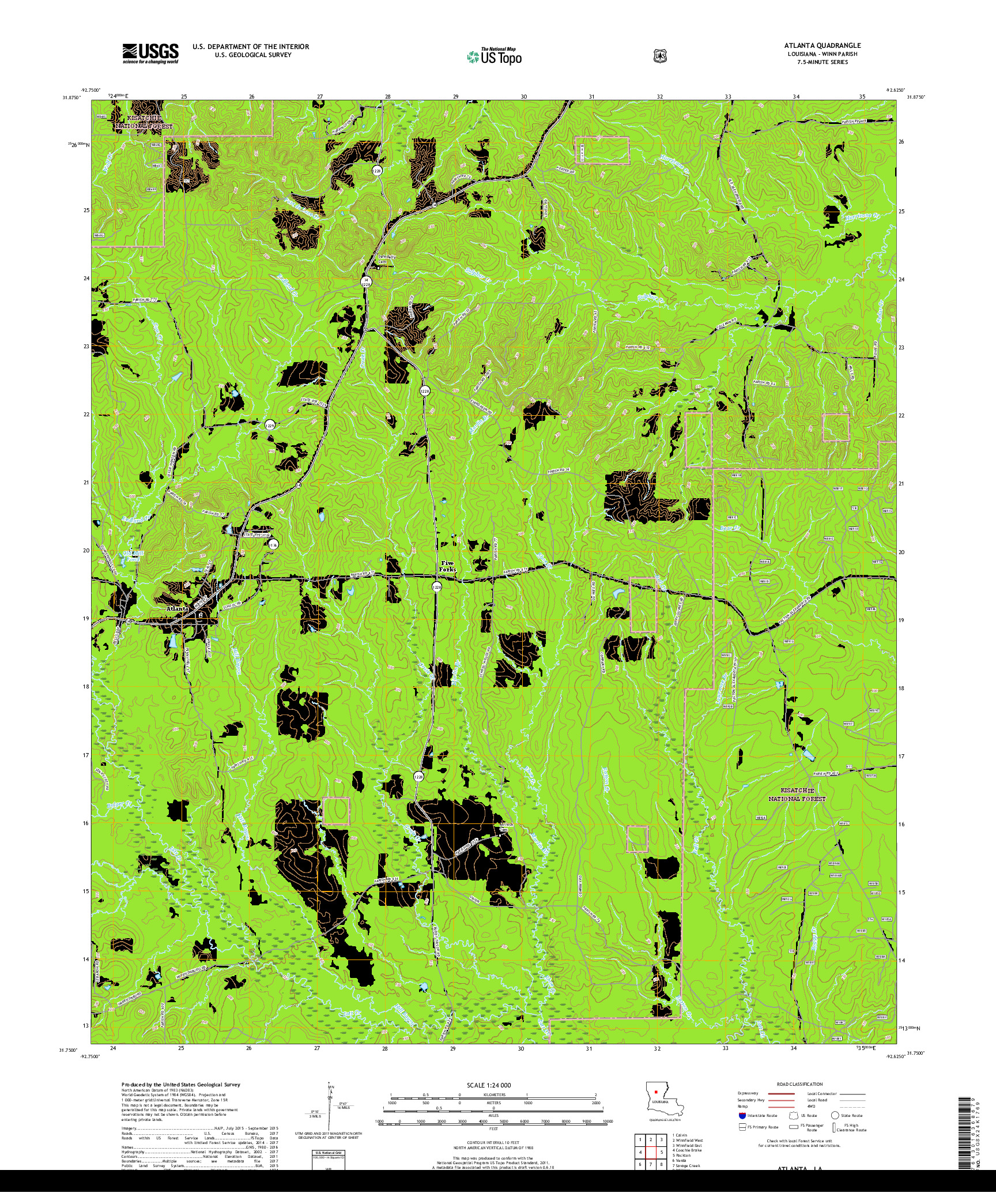 USGS US TOPO 7.5-MINUTE MAP FOR ATLANTA, LA 2018