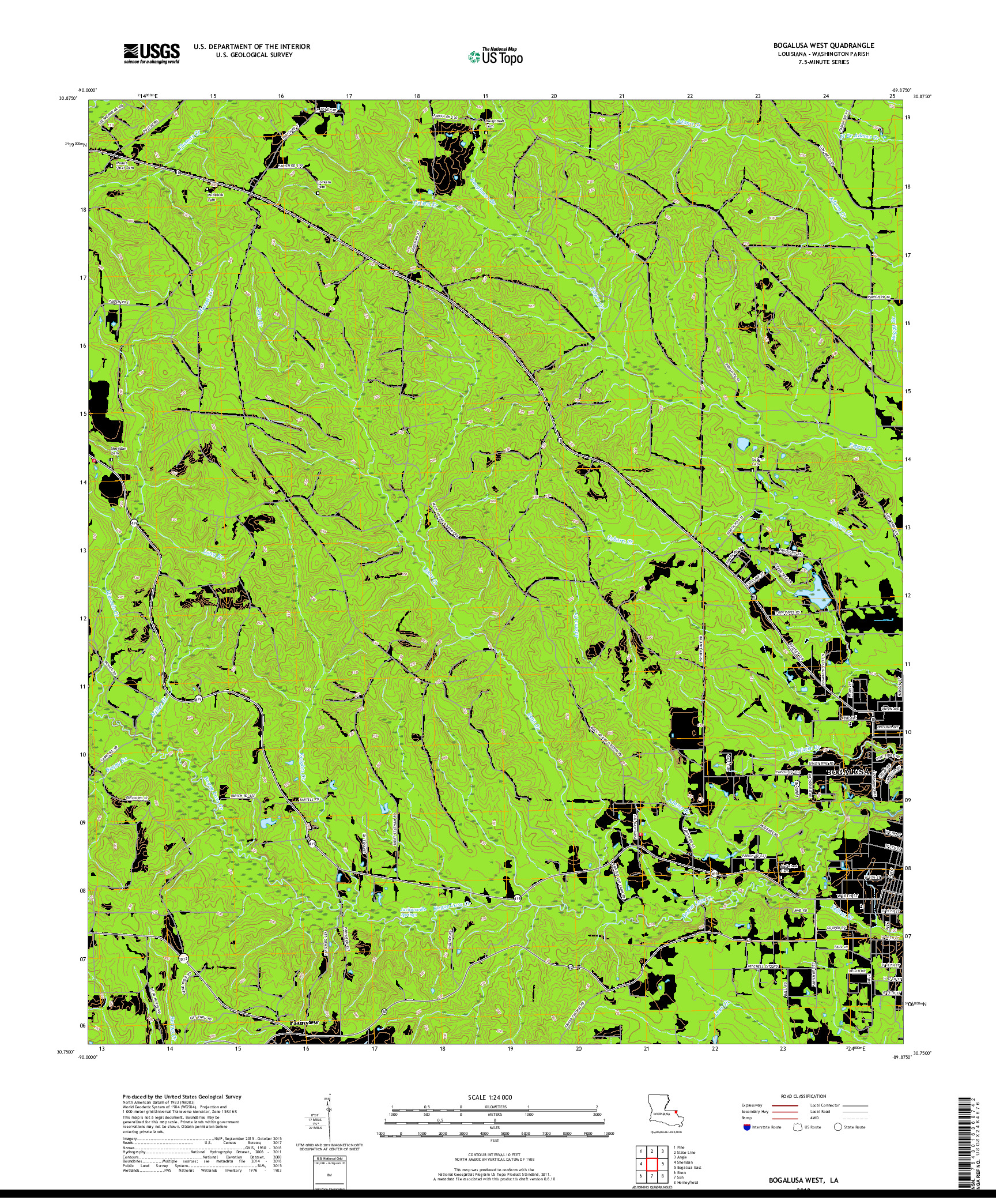 USGS US TOPO 7.5-MINUTE MAP FOR BOGALUSA WEST, LA 2018