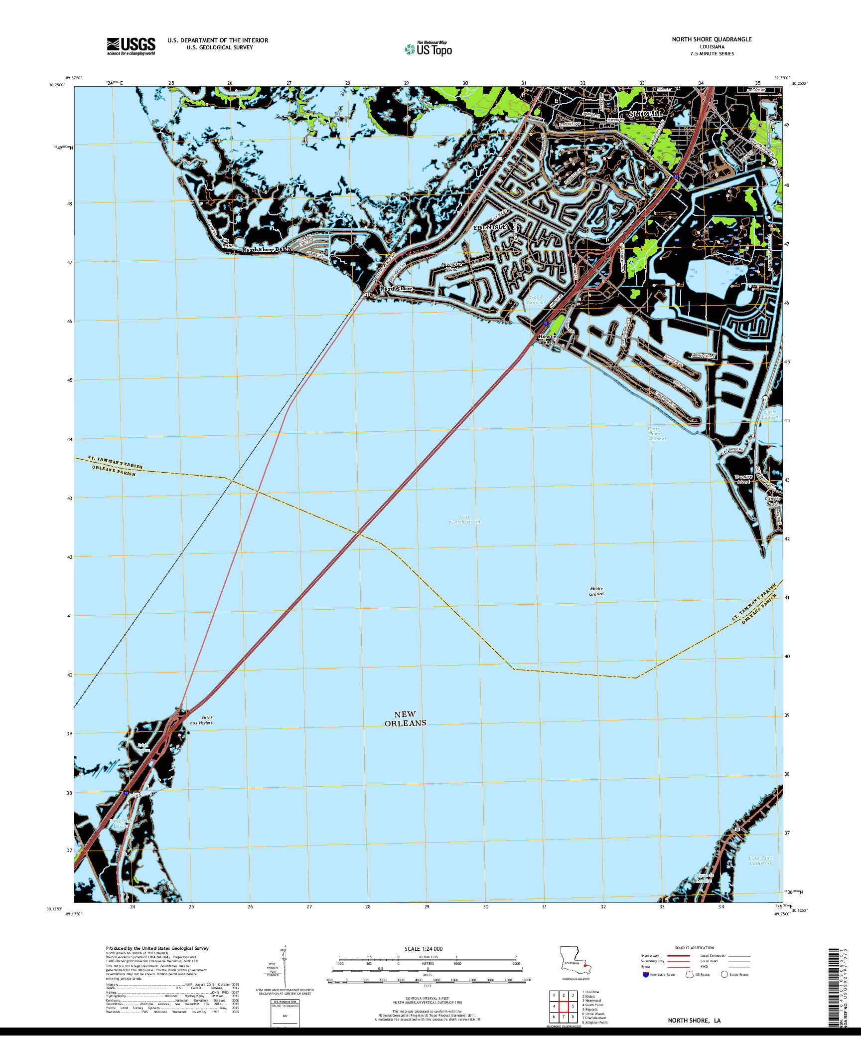 USGS US TOPO 7.5-MINUTE MAP FOR NORTH SHORE, LA 2018