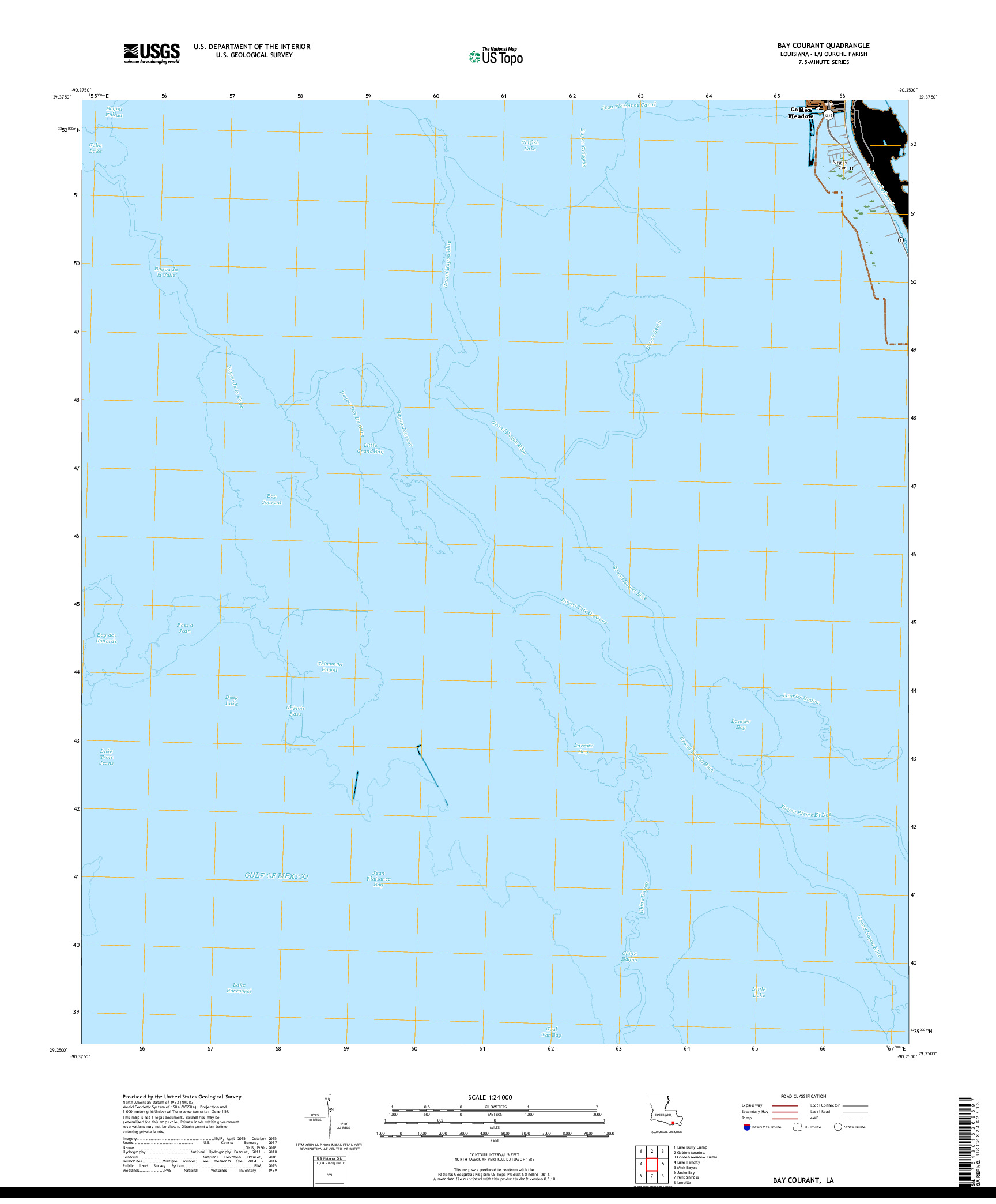 USGS US TOPO 7.5-MINUTE MAP FOR BAY COURANT, LA 2018