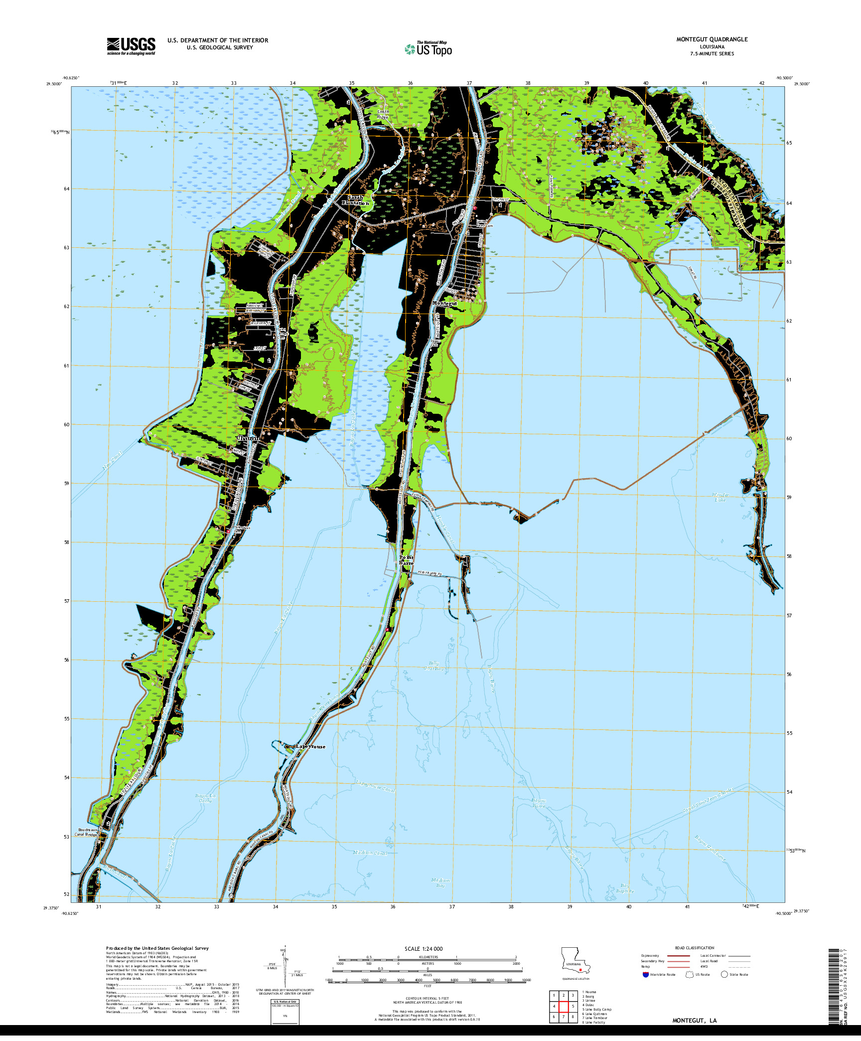 USGS US TOPO 7.5-MINUTE MAP FOR MONTEGUT, LA 2018