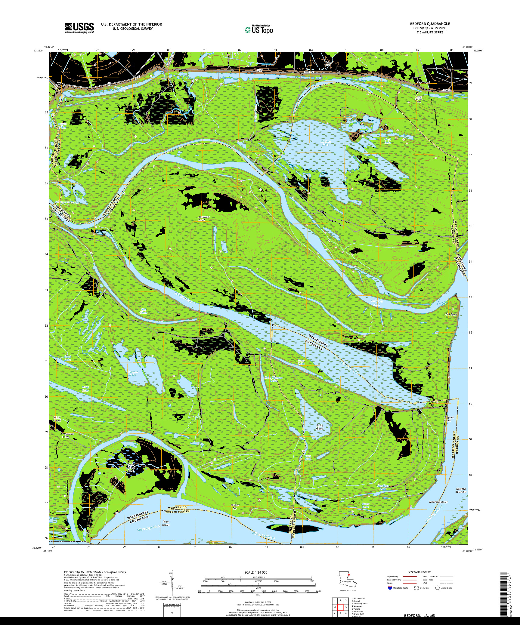 USGS US TOPO 7.5-MINUTE MAP FOR BEDFORD, LA,MS 2018