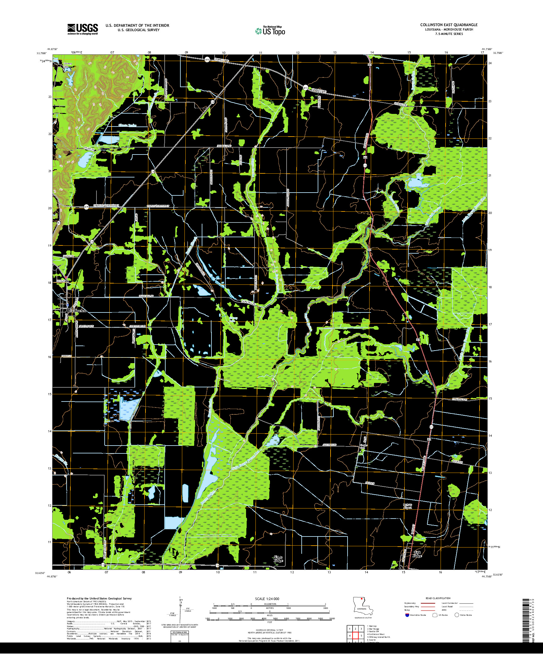 USGS US TOPO 7.5-MINUTE MAP FOR COLLINSTON EAST, LA 2018