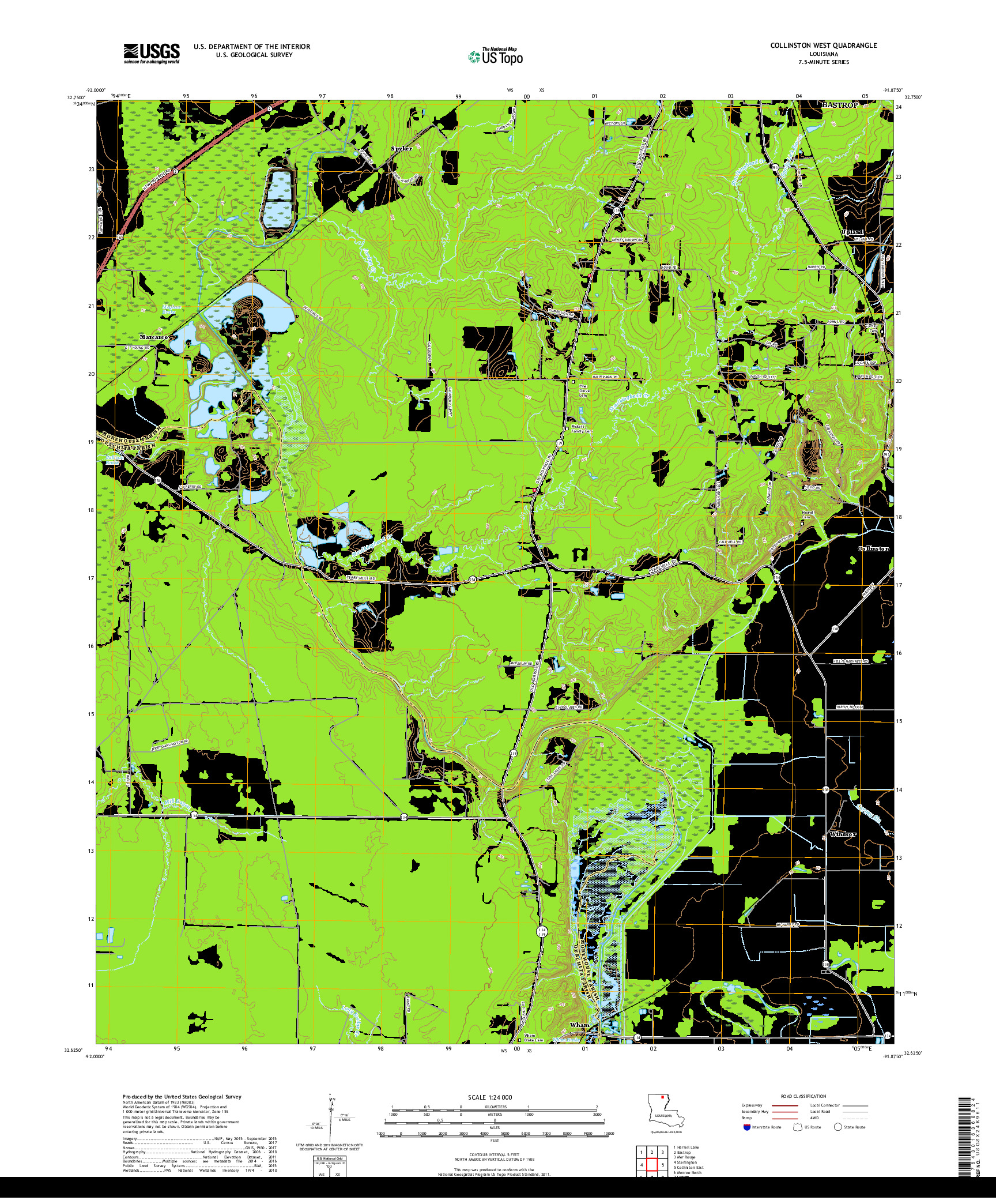 USGS US TOPO 7.5-MINUTE MAP FOR COLLINSTON WEST, LA 2018