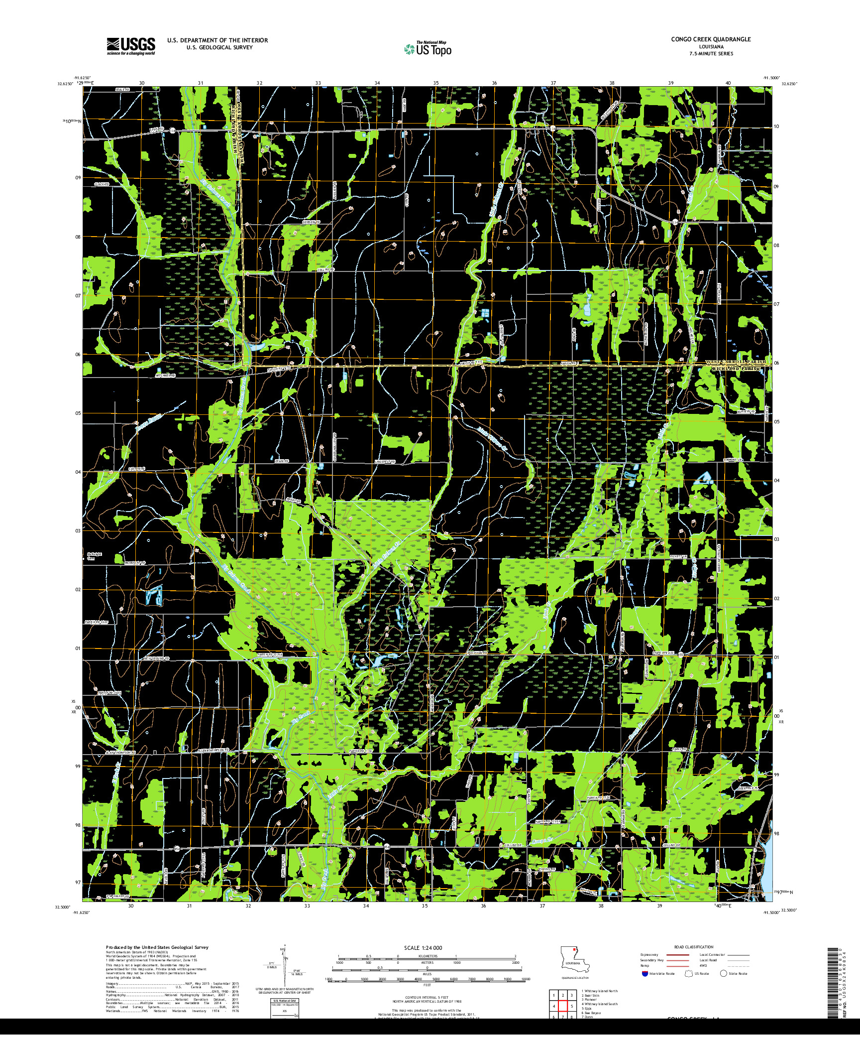 USGS US TOPO 7.5-MINUTE MAP FOR CONGO CREEK, LA 2018