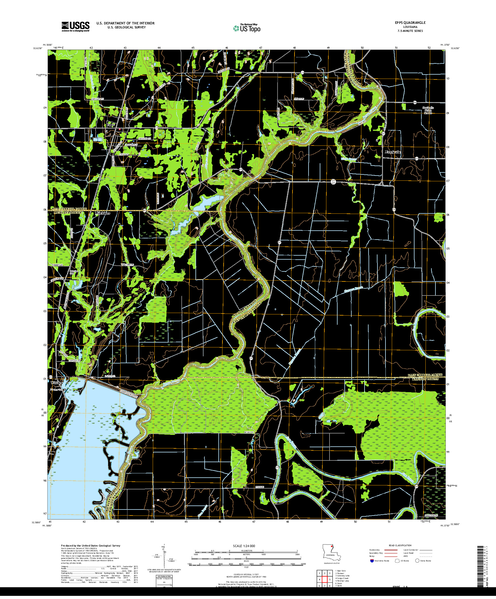 USGS US TOPO 7.5-MINUTE MAP FOR EPPS, LA 2018