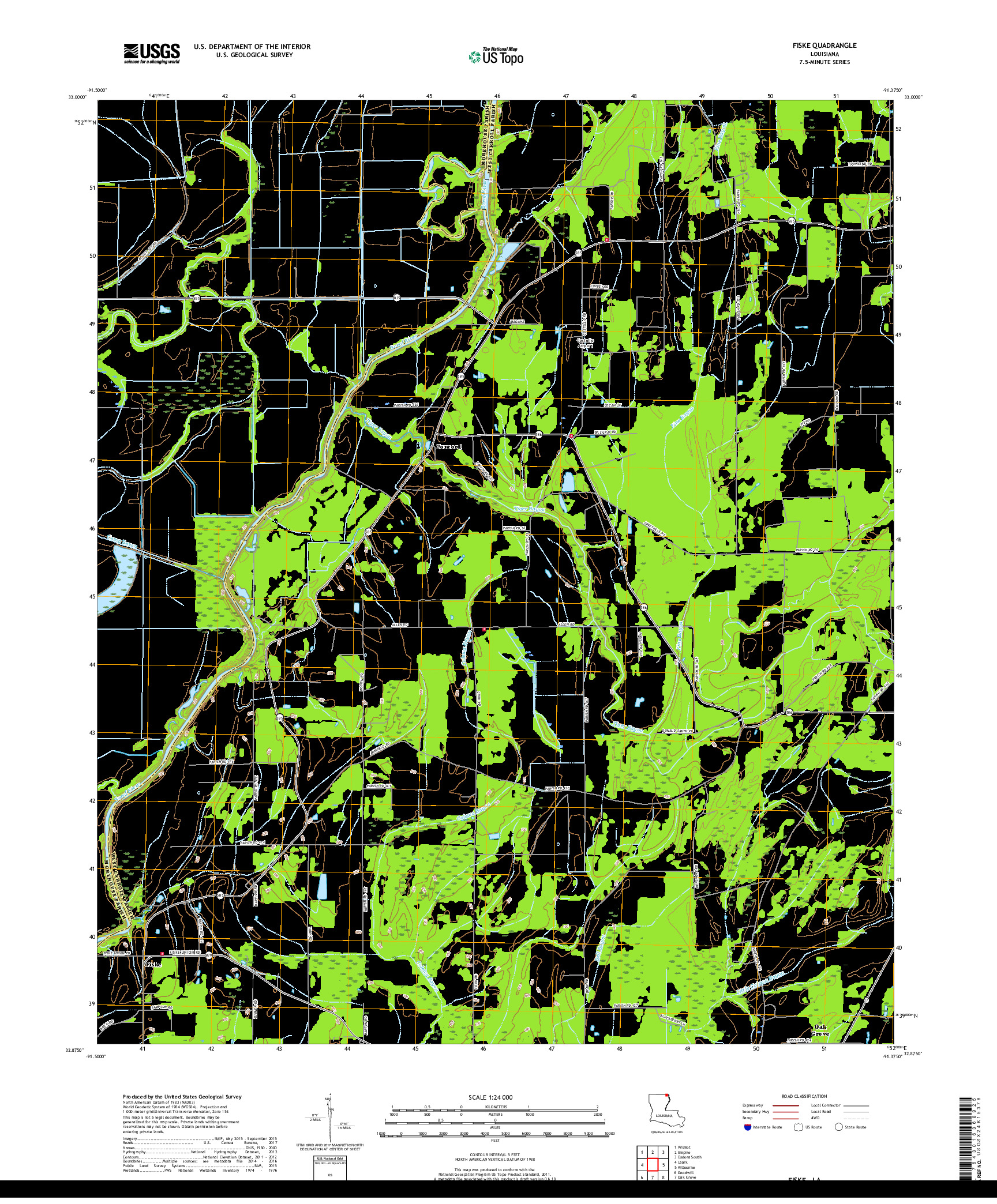 USGS US TOPO 7.5-MINUTE MAP FOR FISKE, LA 2018