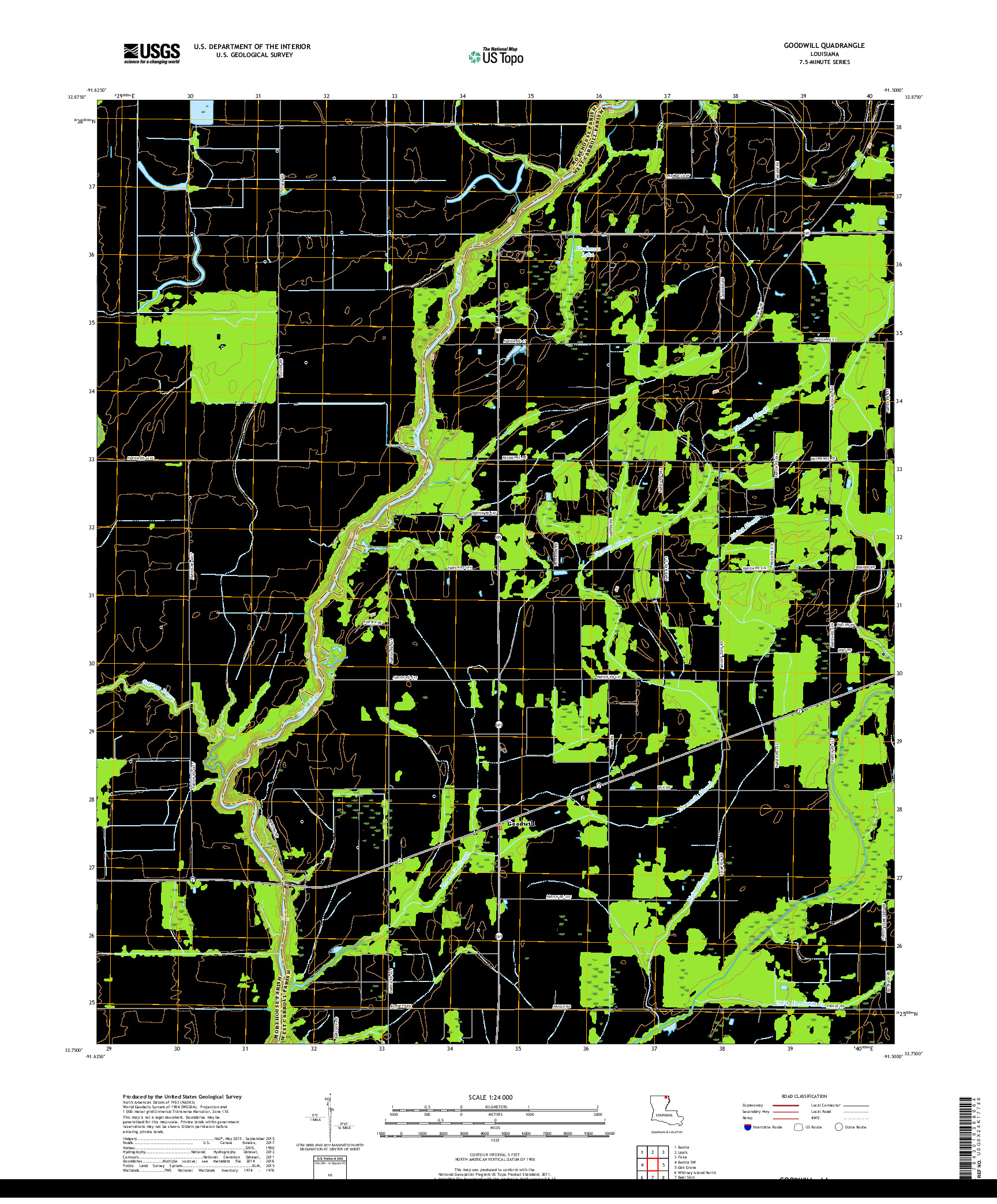 USGS US TOPO 7.5-MINUTE MAP FOR GOODWILL, LA 2018