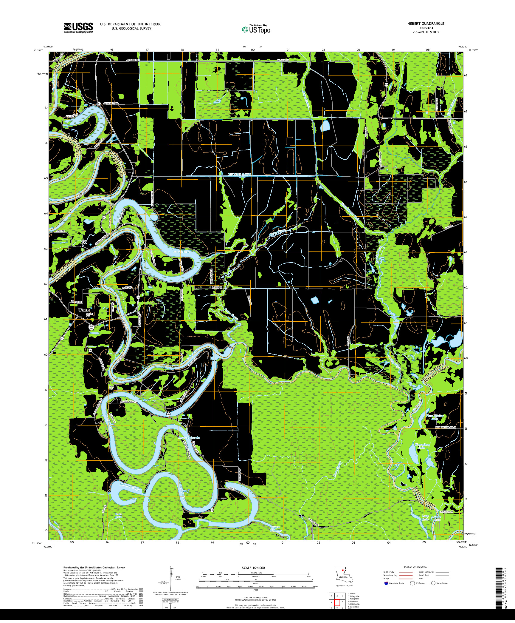 USGS US TOPO 7.5-MINUTE MAP FOR HEBERT, LA 2018