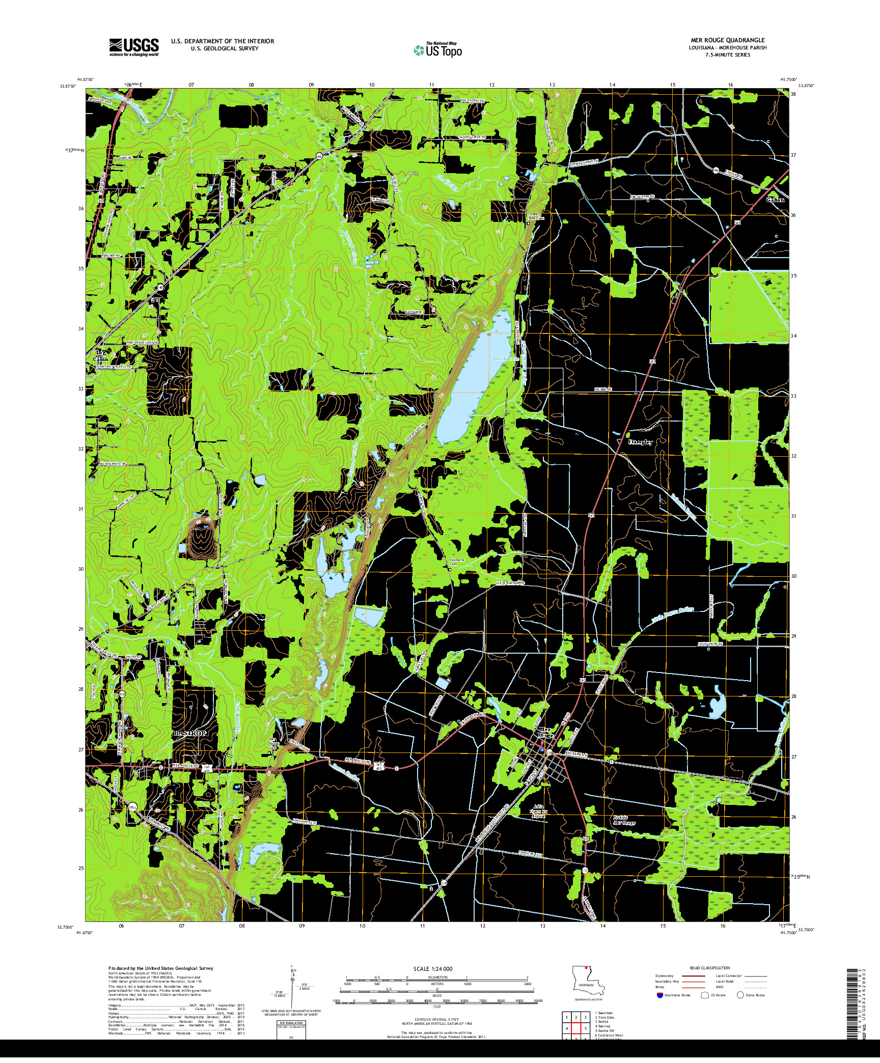 USGS US TOPO 7.5-MINUTE MAP FOR MER ROUGE, LA 2018