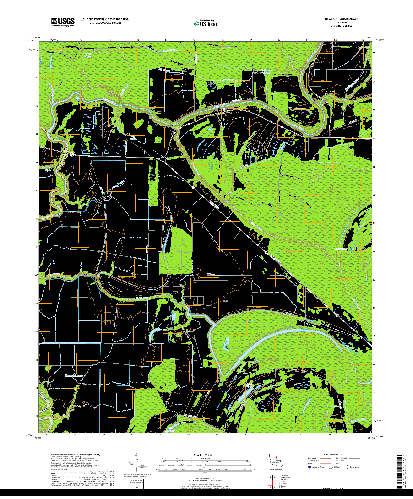 USGS US TOPO 7.5-MINUTE MAP FOR NEWLIGHT, LA 2018