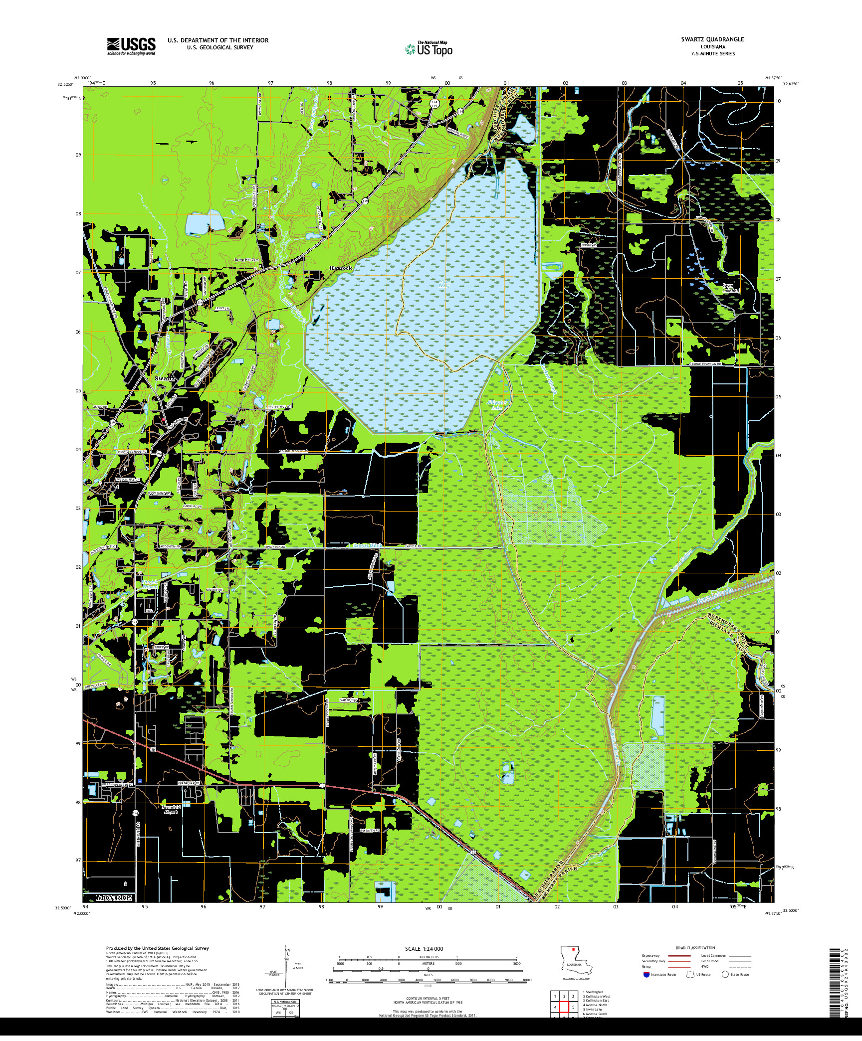 USGS US TOPO 7.5-MINUTE MAP FOR SWARTZ, LA 2018