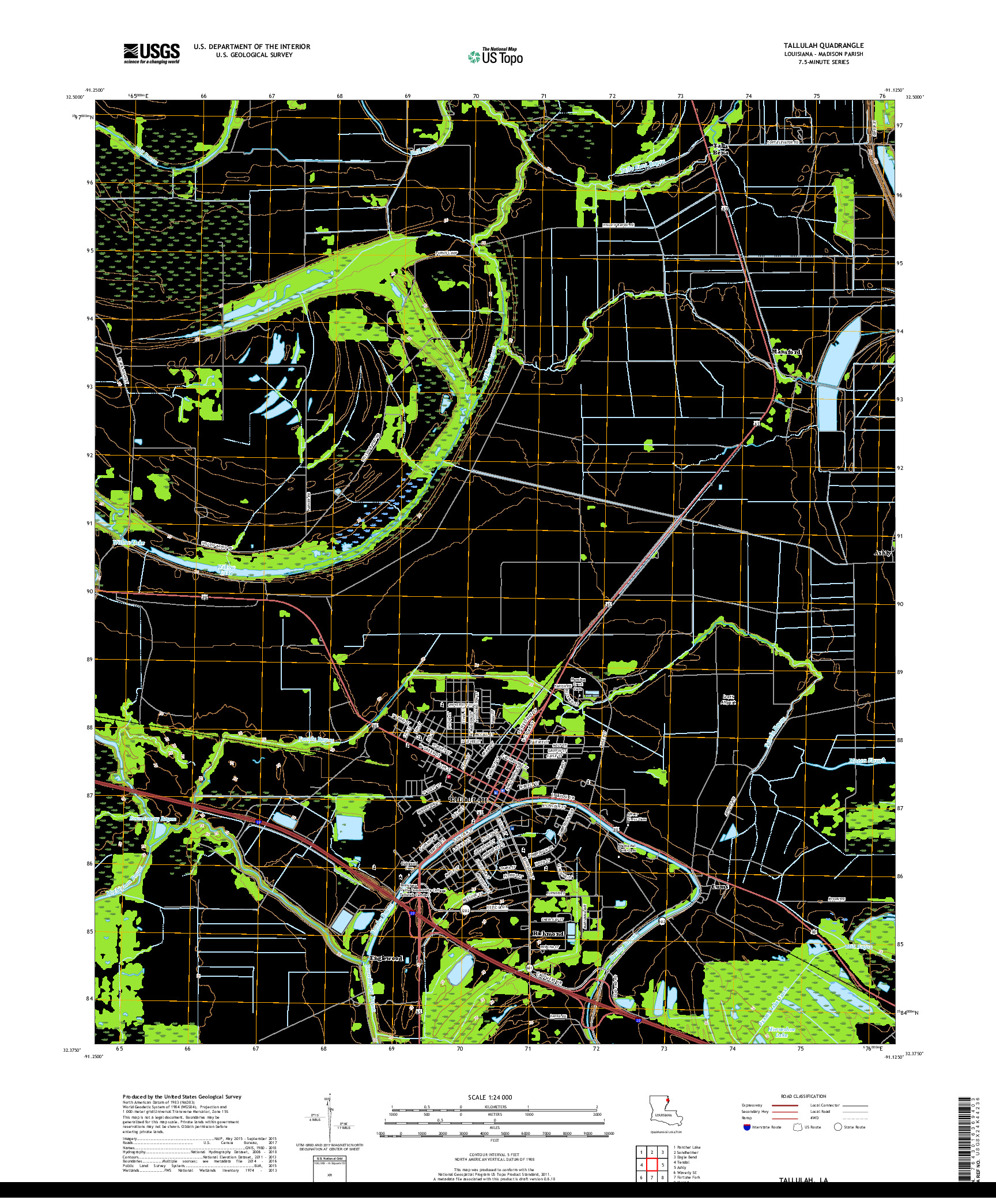 USGS US TOPO 7.5-MINUTE MAP FOR TALLULAH, LA 2018