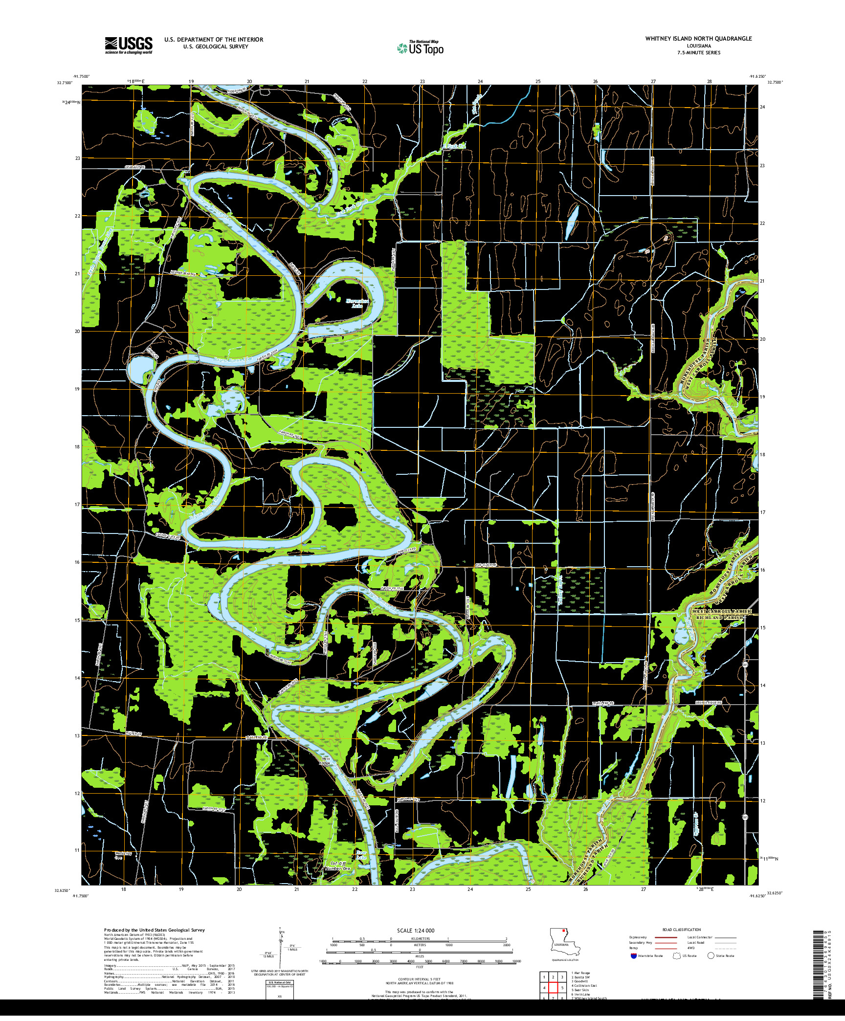 USGS US TOPO 7.5-MINUTE MAP FOR WHITNEY ISLAND NORTH, LA 2018