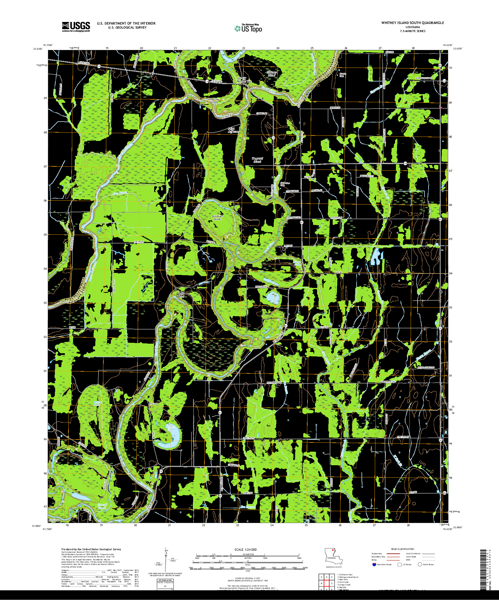 USGS US TOPO 7.5-MINUTE MAP FOR WHITNEY ISLAND SOUTH, LA 2018