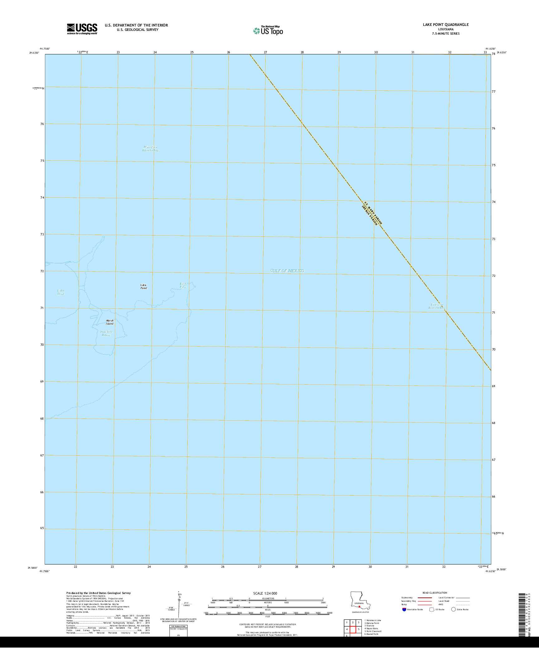 USGS US TOPO 7.5-MINUTE MAP FOR LAKE POINT, LA 2018