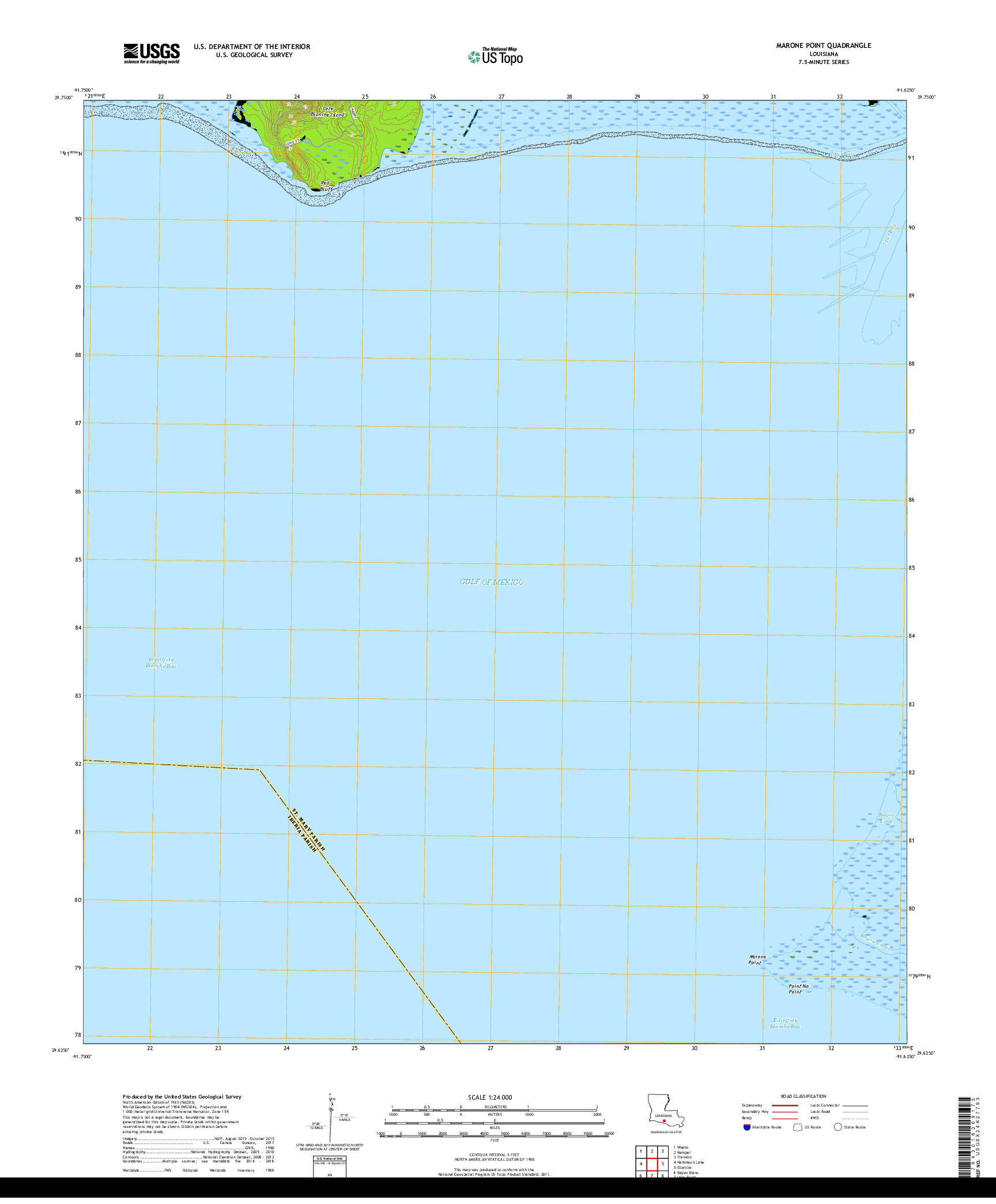 USGS US TOPO 7.5-MINUTE MAP FOR MARONE POINT, LA 2018