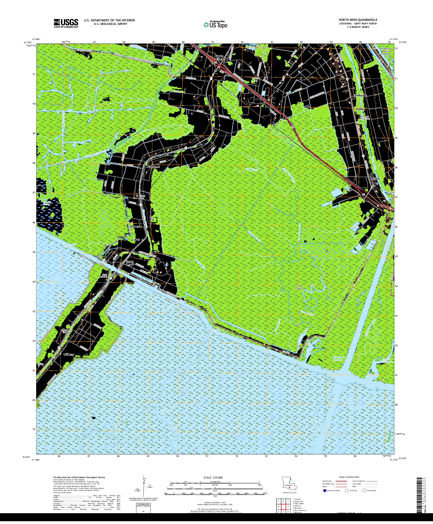 USGS US TOPO 7.5-MINUTE MAP FOR NORTH BEND, LA 2018