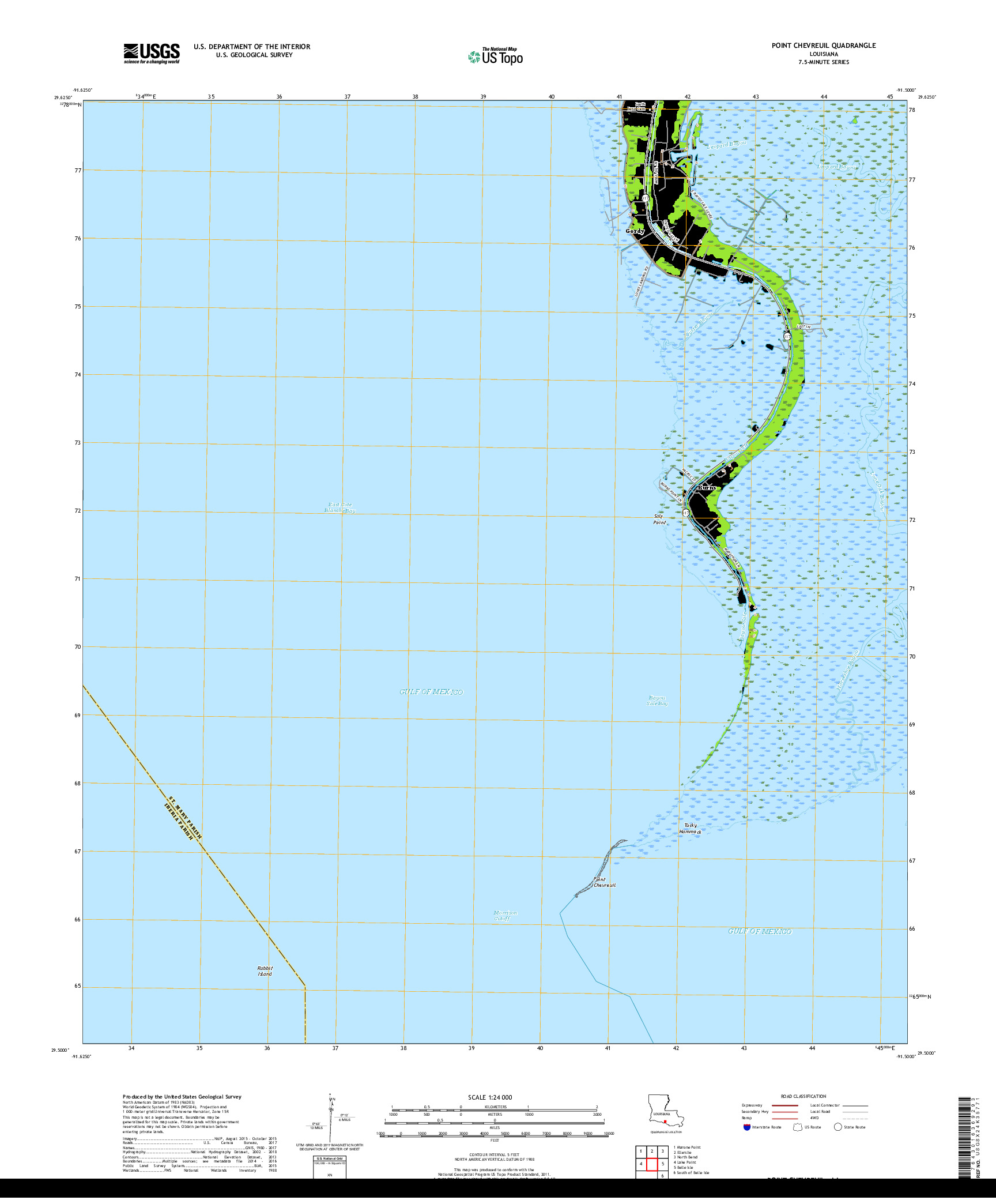 USGS US TOPO 7.5-MINUTE MAP FOR POINT CHEVREUIL, LA 2018
