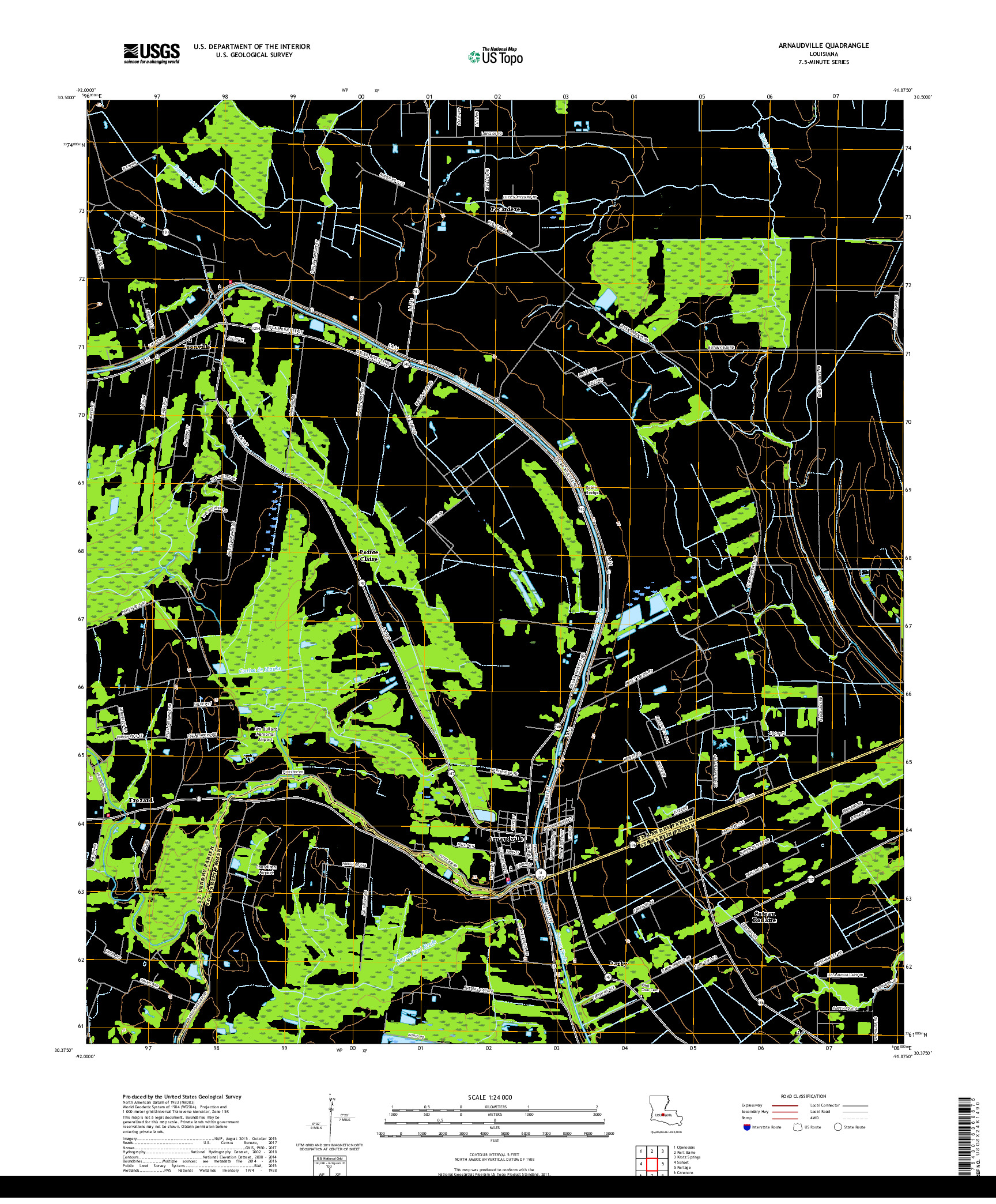 USGS US TOPO 7.5-MINUTE MAP FOR ARNAUDVILLE, LA 2018