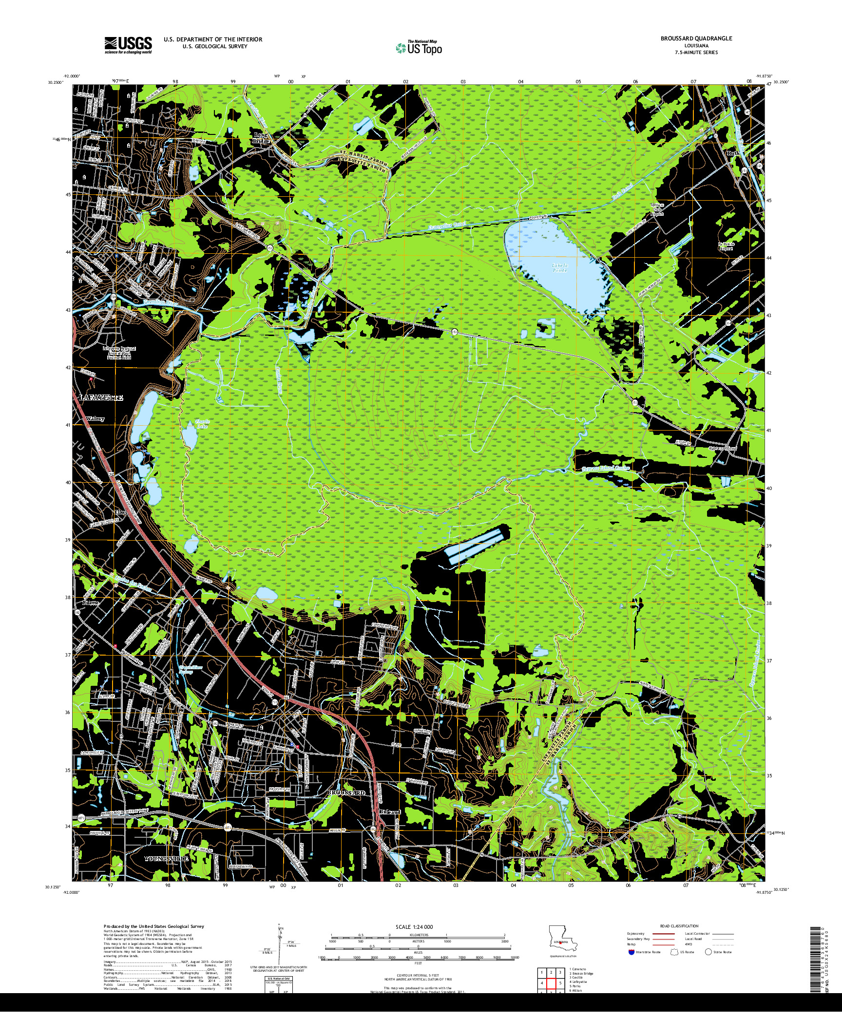 USGS US TOPO 7.5-MINUTE MAP FOR BROUSSARD, LA 2018