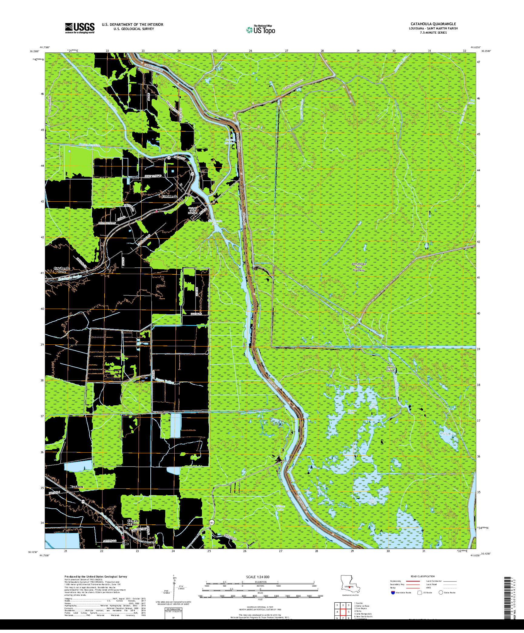 USGS US TOPO 7.5-MINUTE MAP FOR CATAHOULA, LA 2018