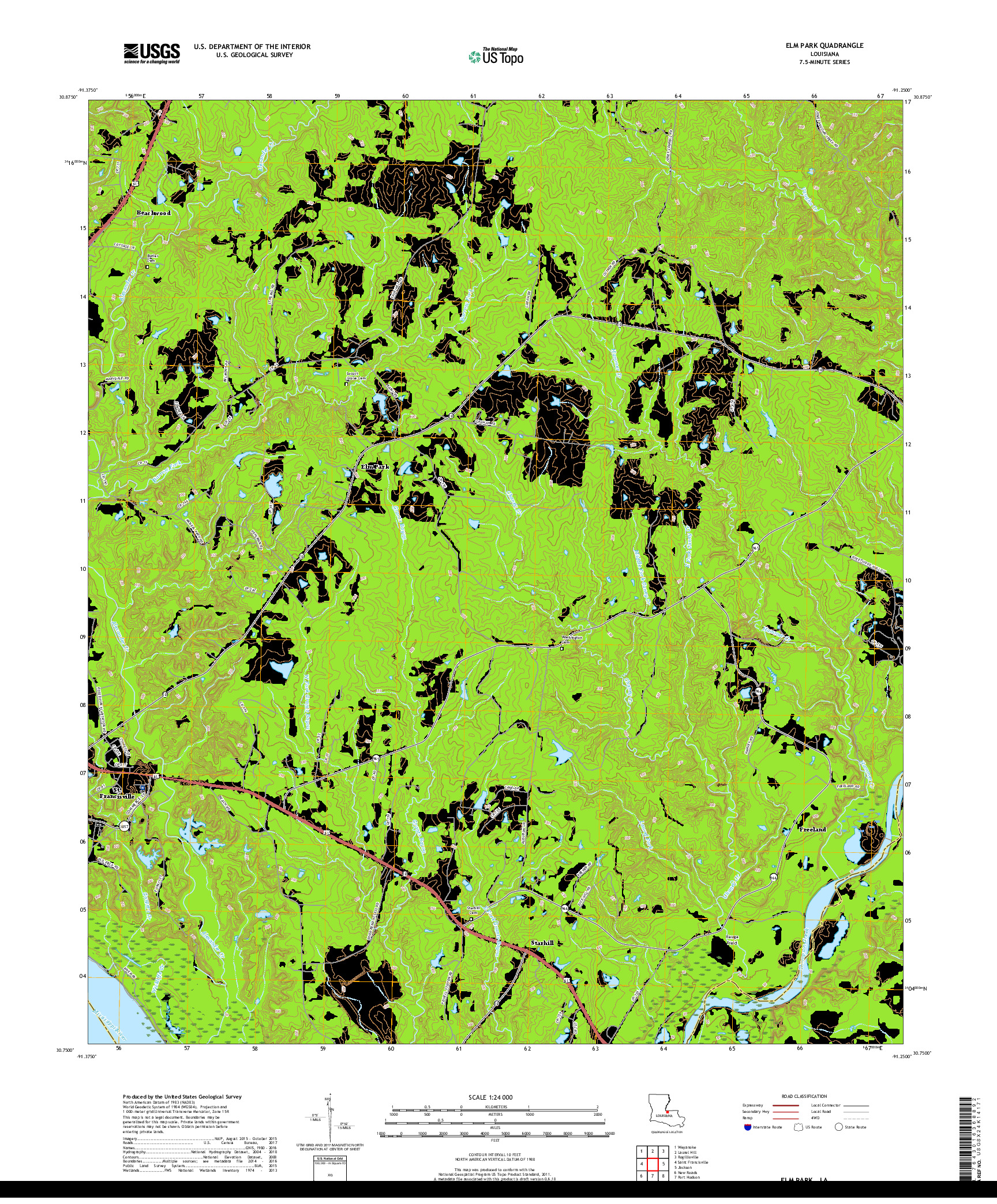 USGS US TOPO 7.5-MINUTE MAP FOR ELM PARK, LA 2018