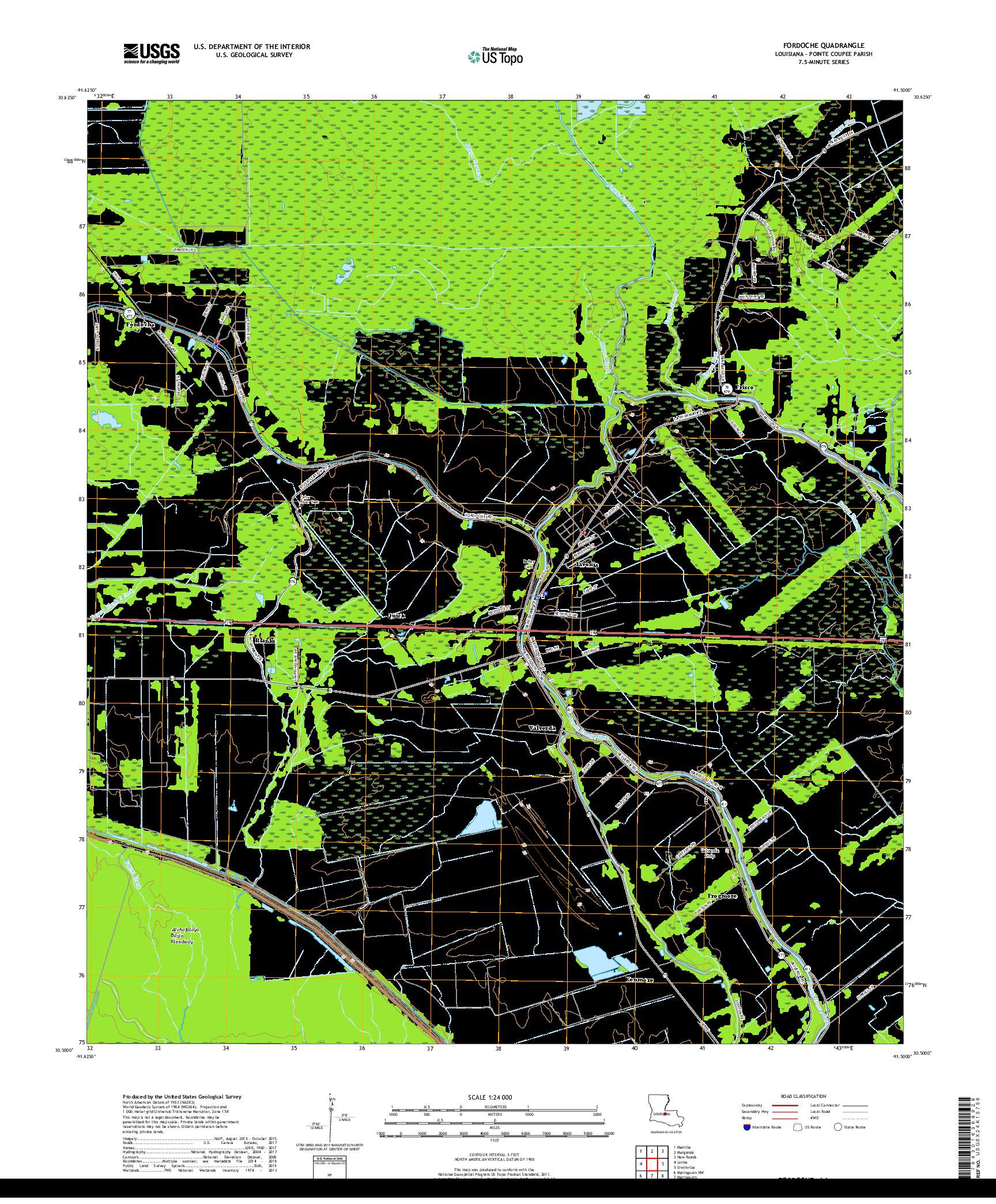 USGS US TOPO 7.5-MINUTE MAP FOR FORDOCHE, LA 2018