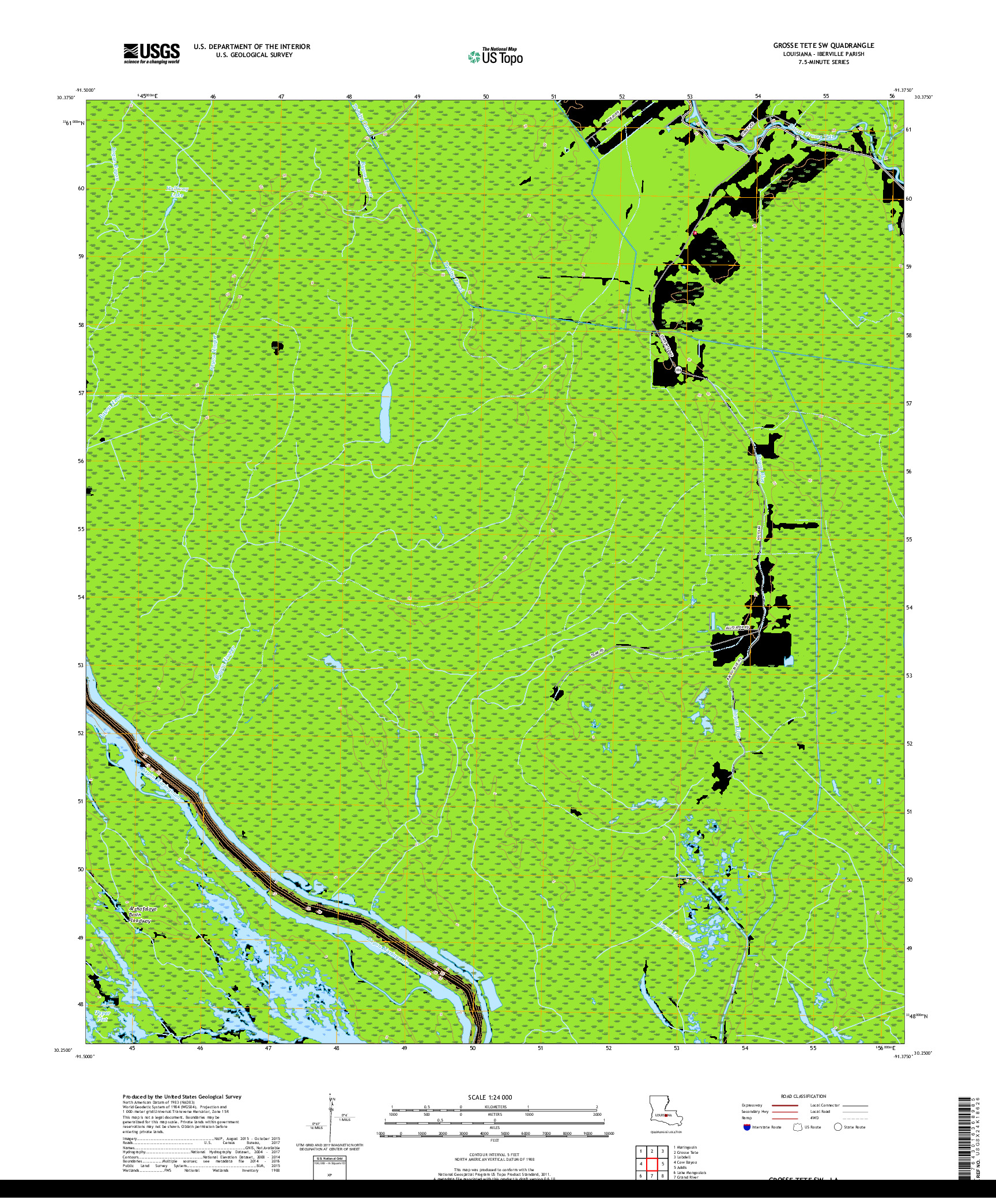 USGS US TOPO 7.5-MINUTE MAP FOR GROSSE TETE SW, LA 2018