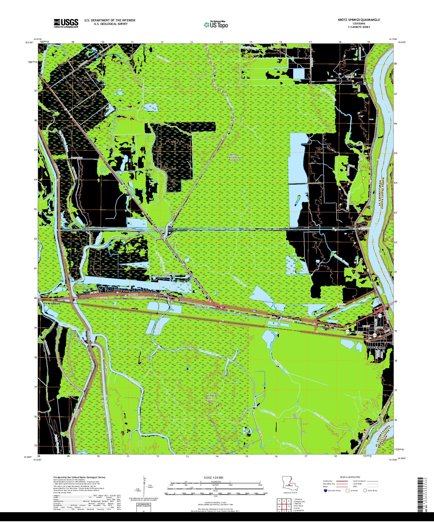 USGS US TOPO 7.5-MINUTE MAP FOR KROTZ SPRINGS, LA 2018