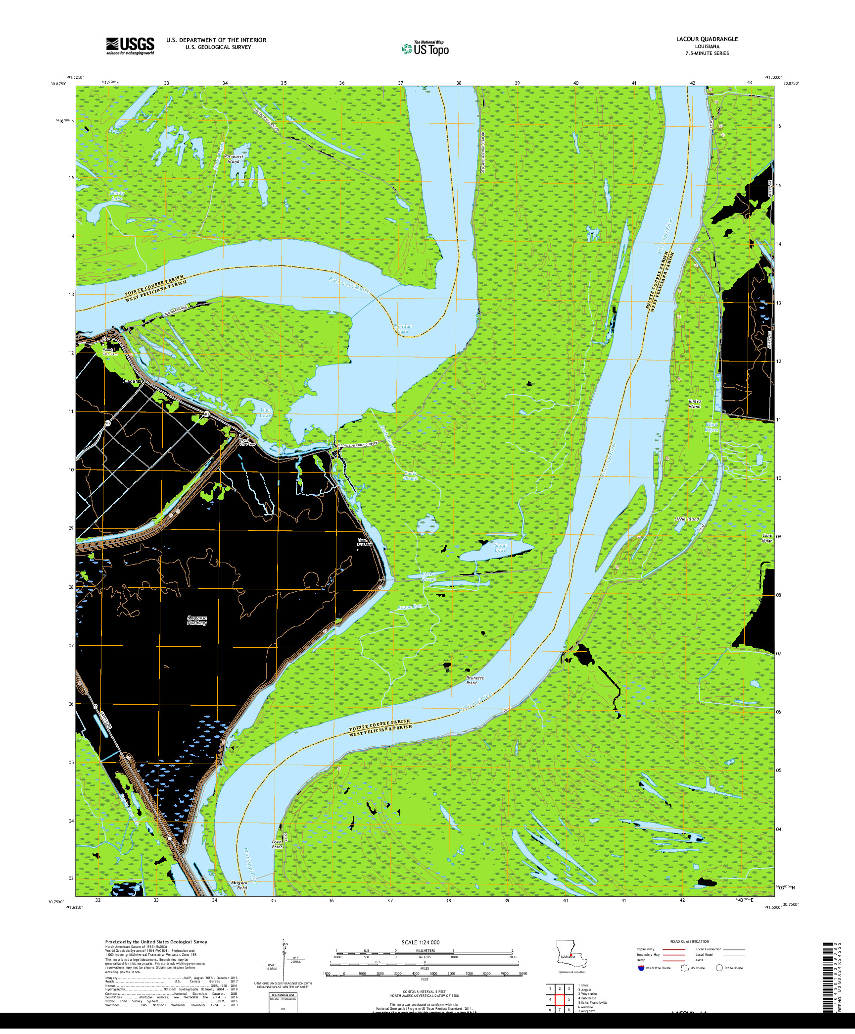 USGS US TOPO 7.5-MINUTE MAP FOR LACOUR, LA 2018