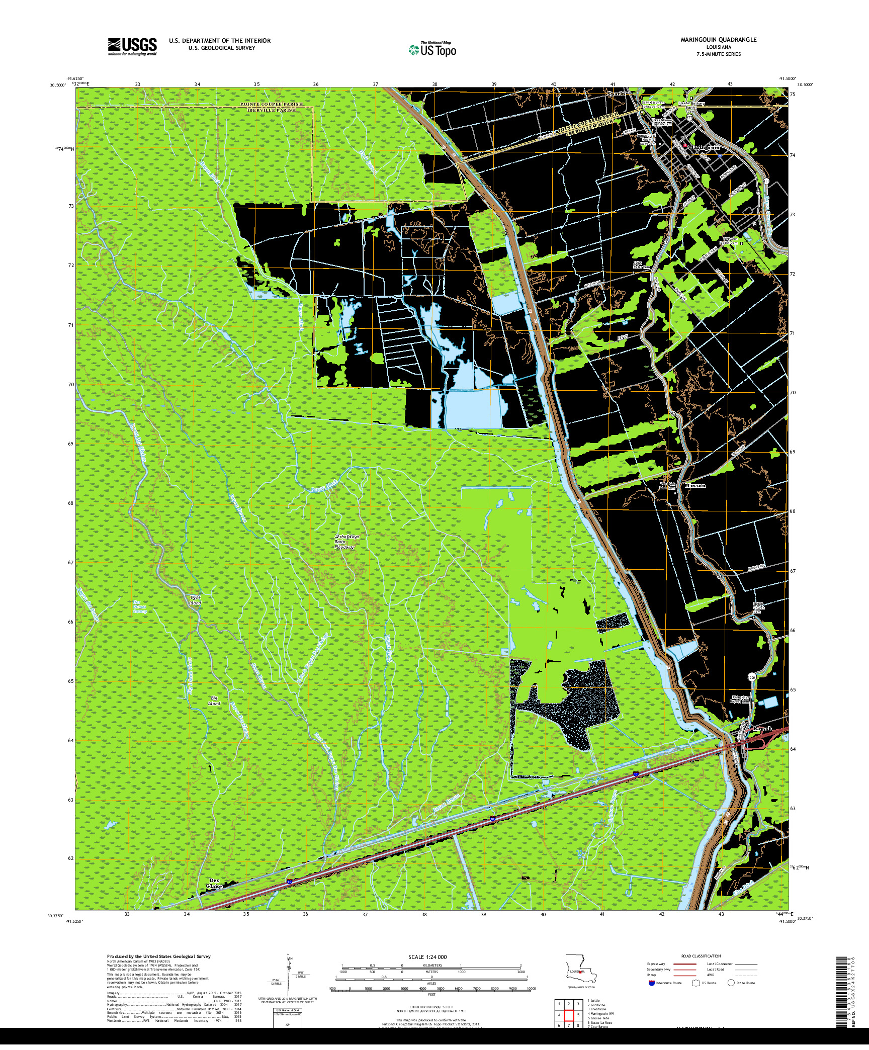 USGS US TOPO 7.5-MINUTE MAP FOR MARINGOUIN, LA 2018